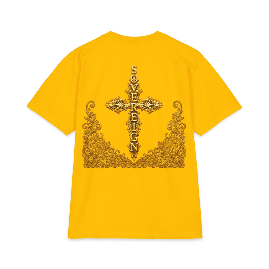 Sovereign Gold Cross T‑Shirt — Ornate Religious Graphic Tee
