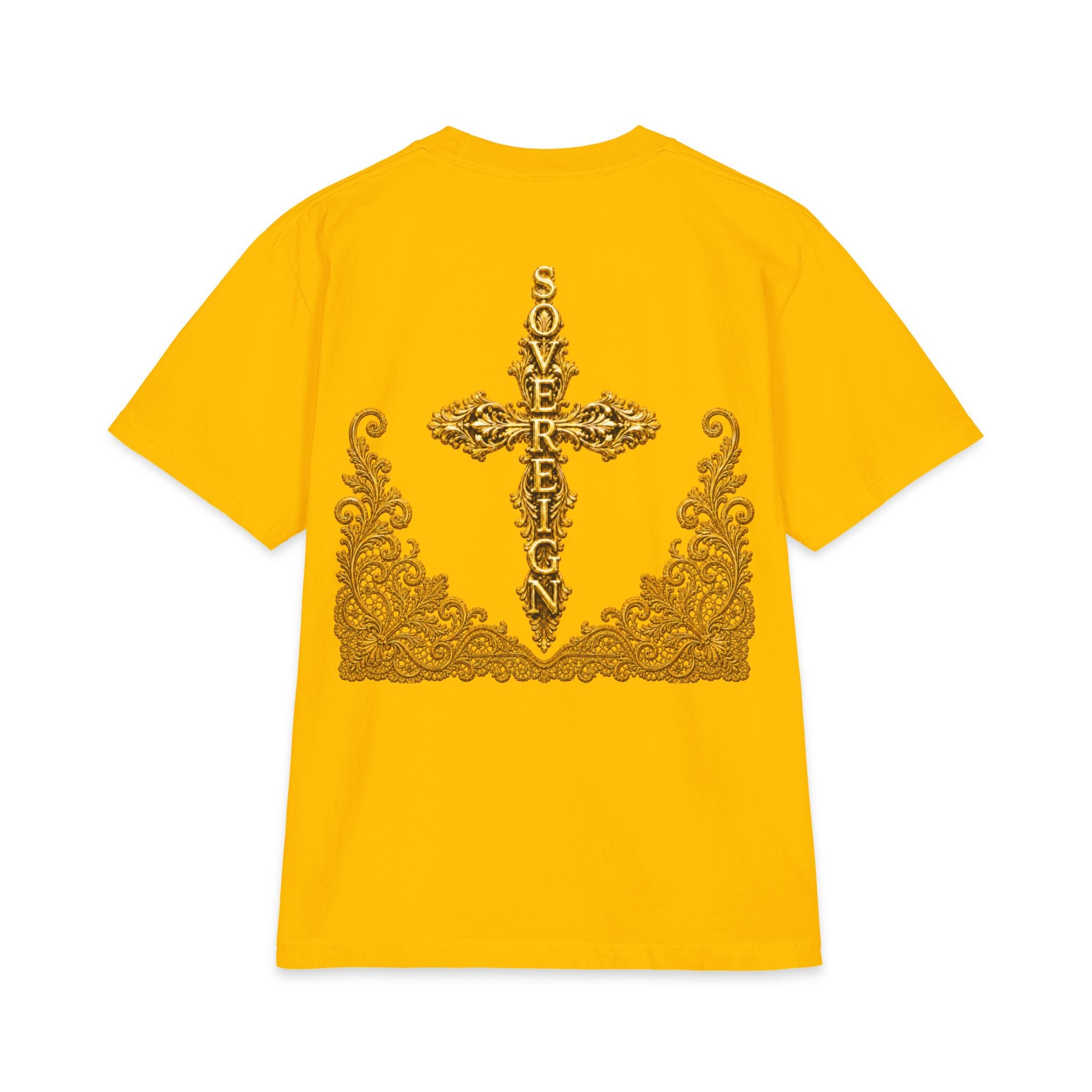Sovereign Gold Cross T‑Shirt — Ornate Religious Graphic Tee
