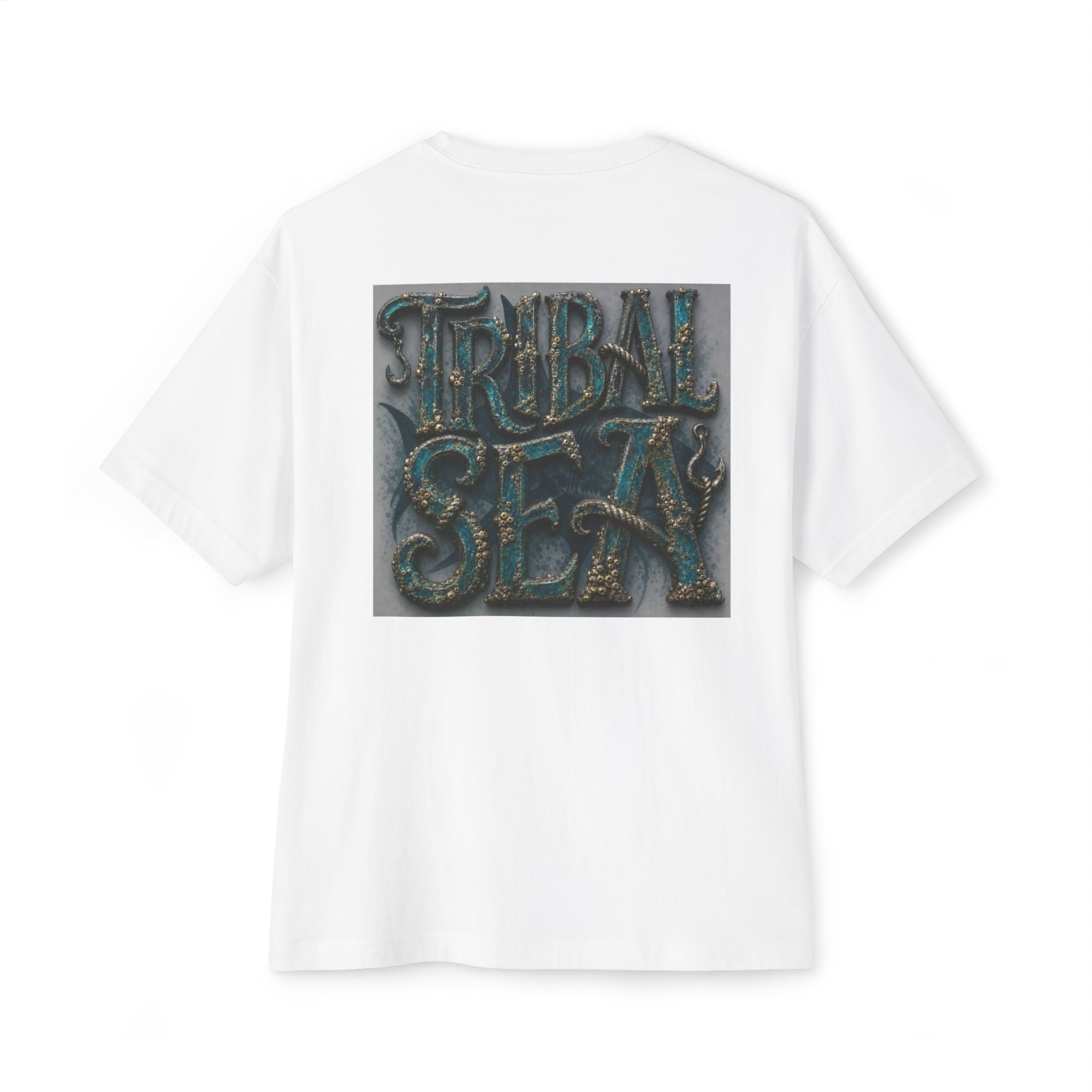 Tribal Sea Boxy Tee — Oversized Graphic T-Shirt with 'Tribal Sea' Back Print
