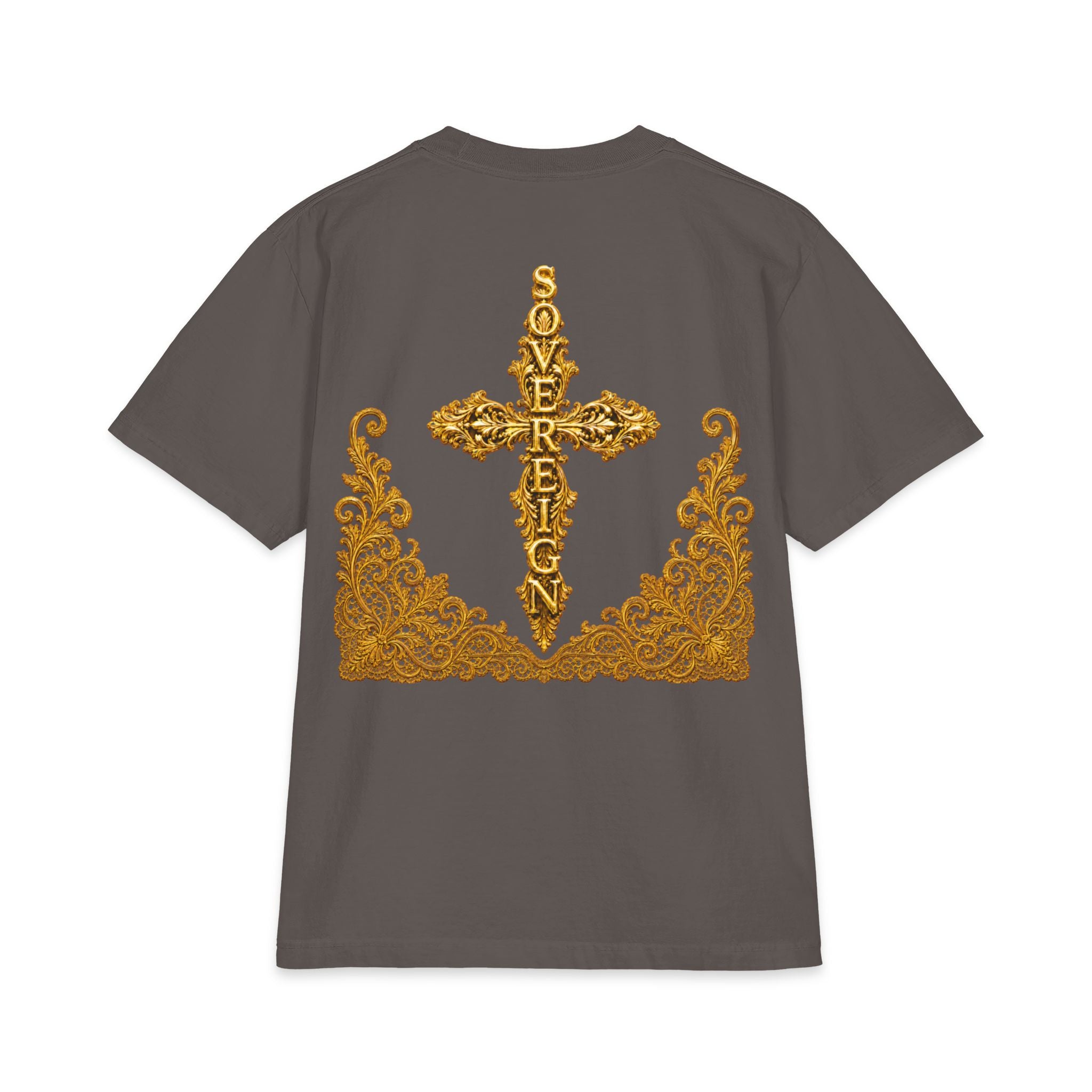 Sovereign Gold Cross T‑Shirt — Ornate Religious Graphic Tee