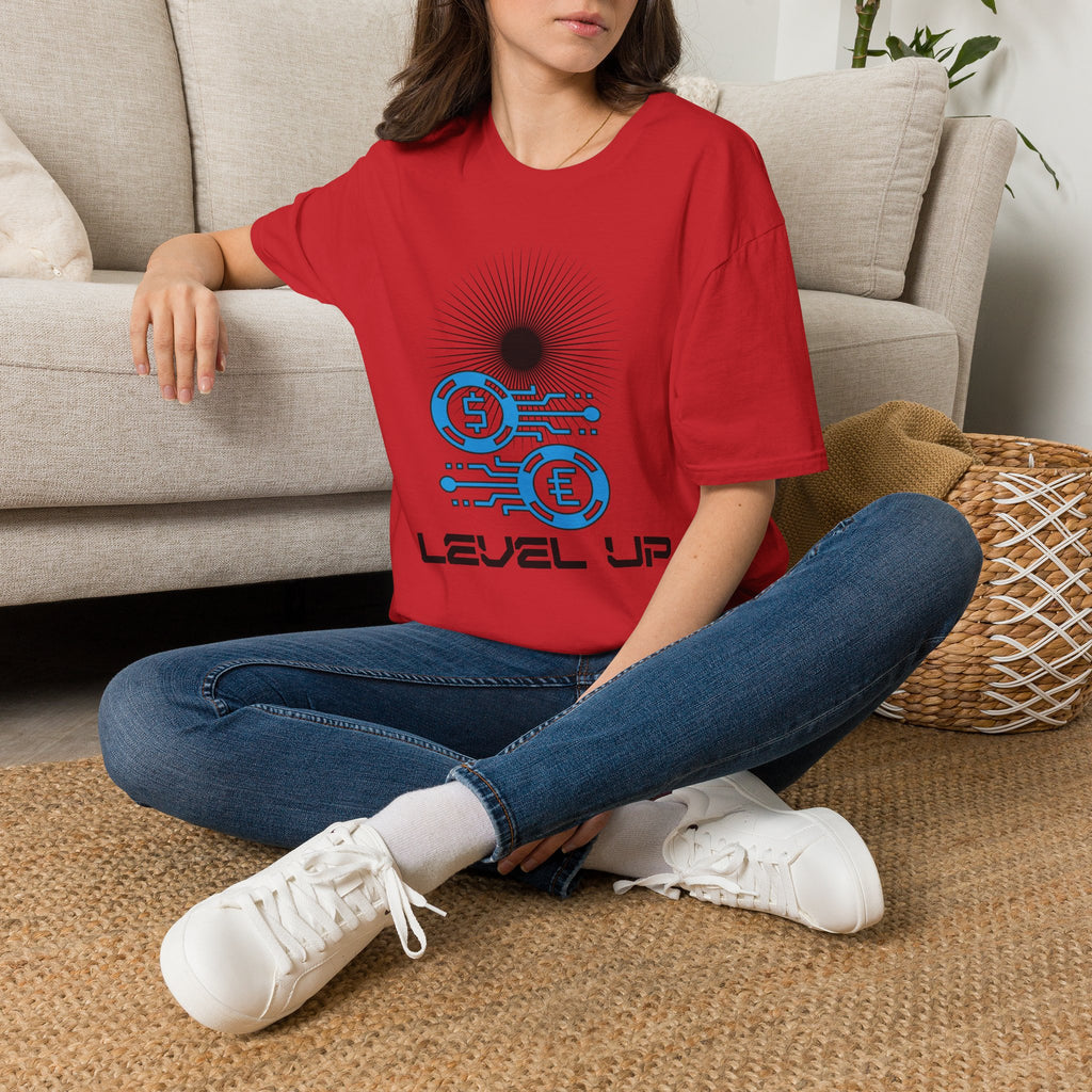 Level Up Gaming T-Shirt — Retro Arcade Coins & Pixel Circuit Design