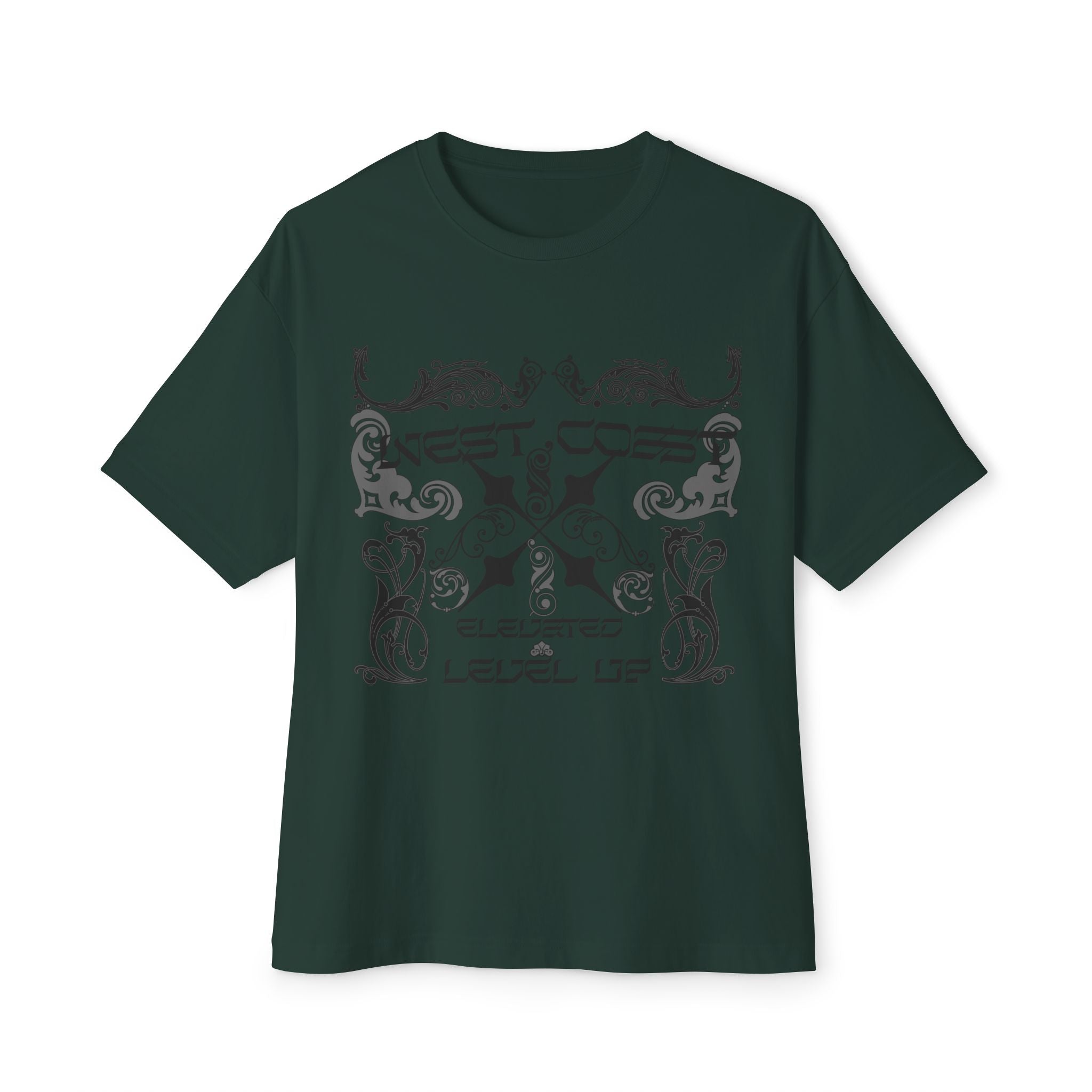 Boxy Tee — Retro Gothic Floral 'Next Level Up' Graphic Shirt