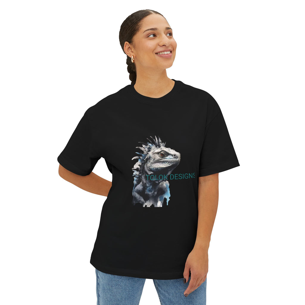 Iguana Portrait Tee — Botanical Watercolor Reptile T-Shirt