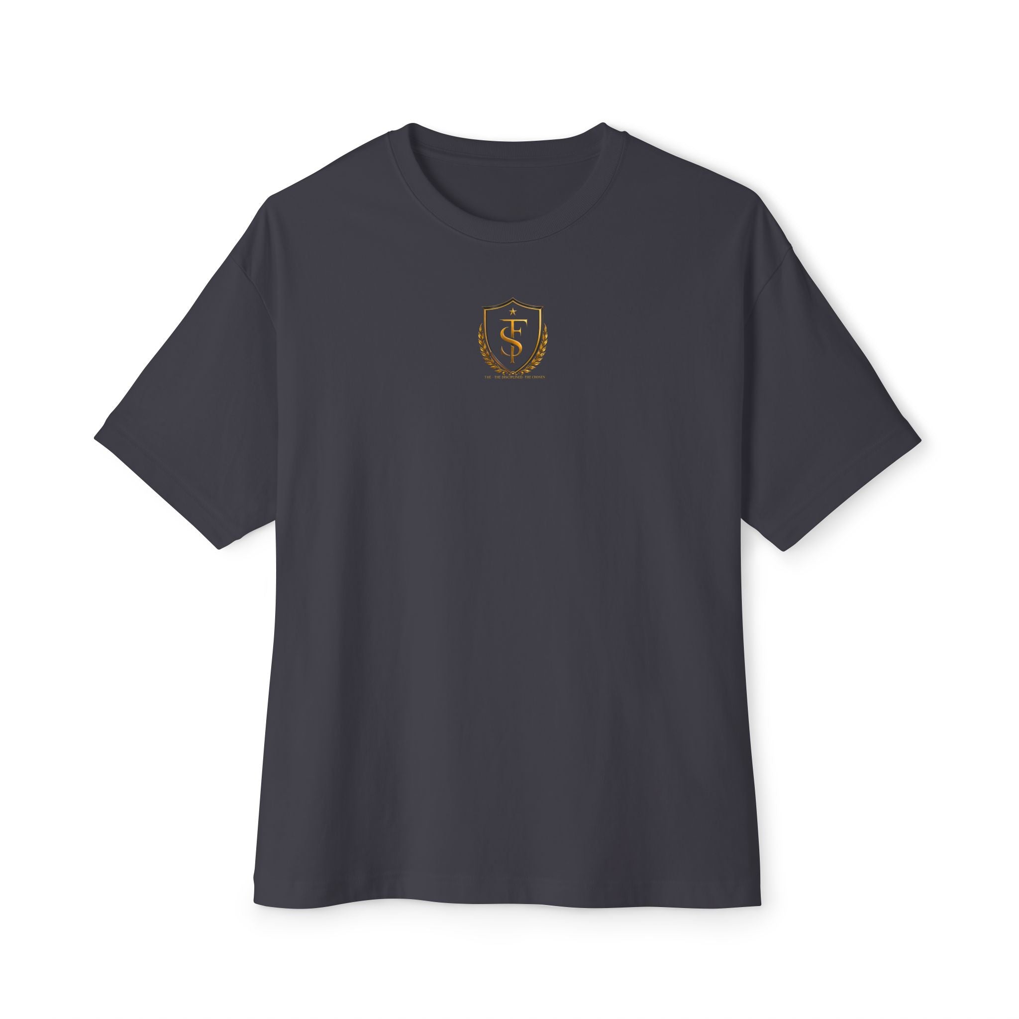 Bold Few Crest Tee — Minimalist White Oversized Shirt with Crown Logo