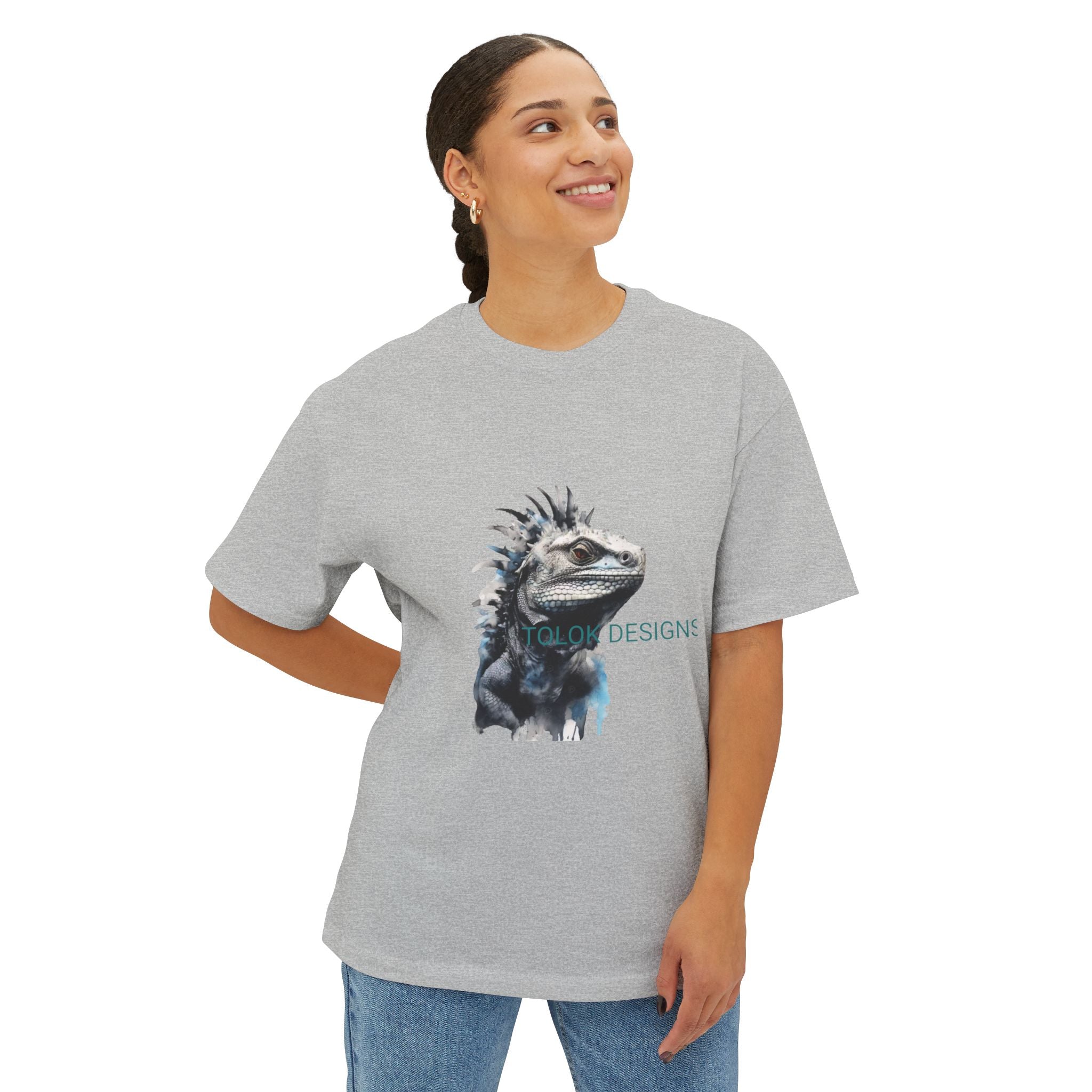 Iguana Portrait Tee — Botanical Watercolor Reptile T-Shirt