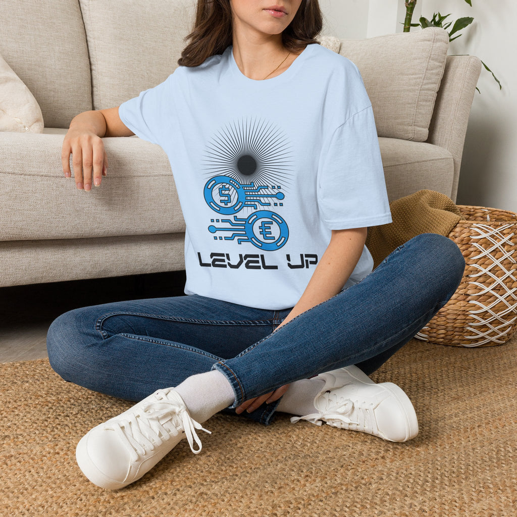 Level Up Gaming T-Shirt — Retro Arcade Coins & Pixel Circuit Design