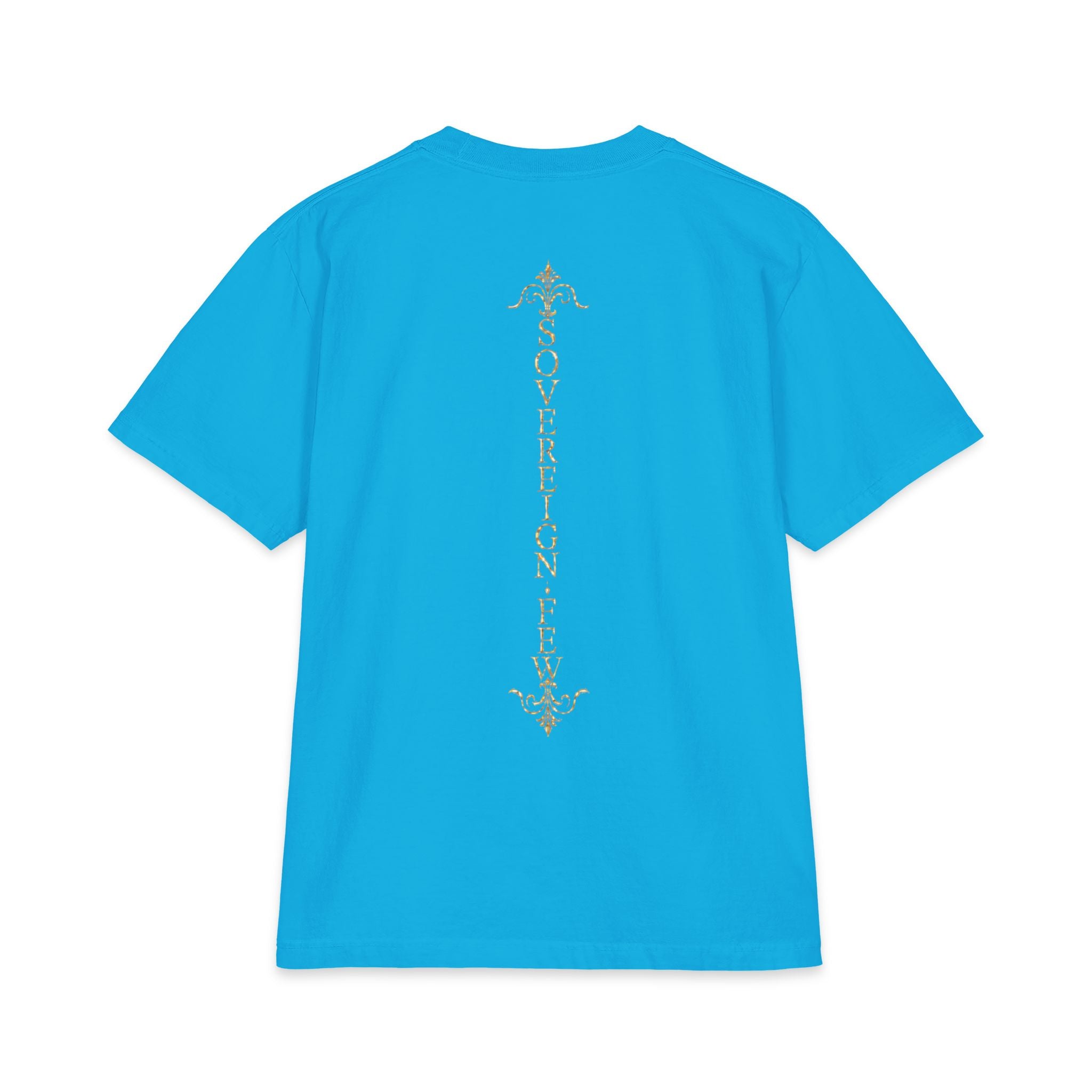 Sovereign Blessings T‑Shirt — Ornate Gold Script Short Sleeve