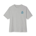 Oversized Boxy Tee — ’Stay Slow’ Floral Script Chest & Teal Back Art