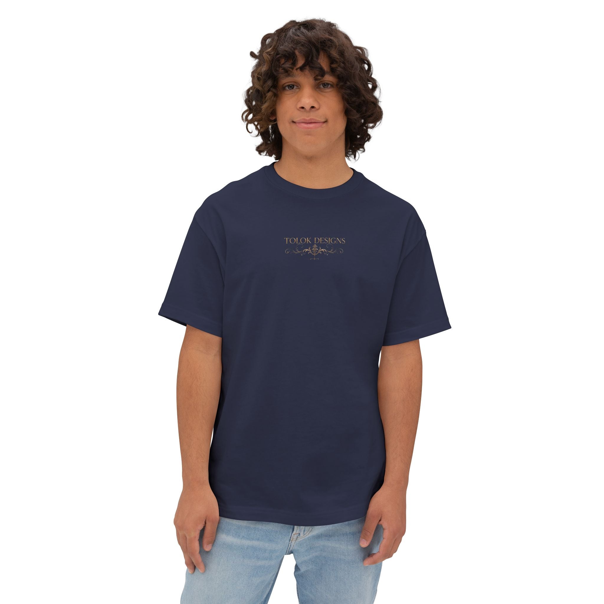 Boxy Tee — Elegant Monogram 'TD' Logo Oversized White T‑Shirt