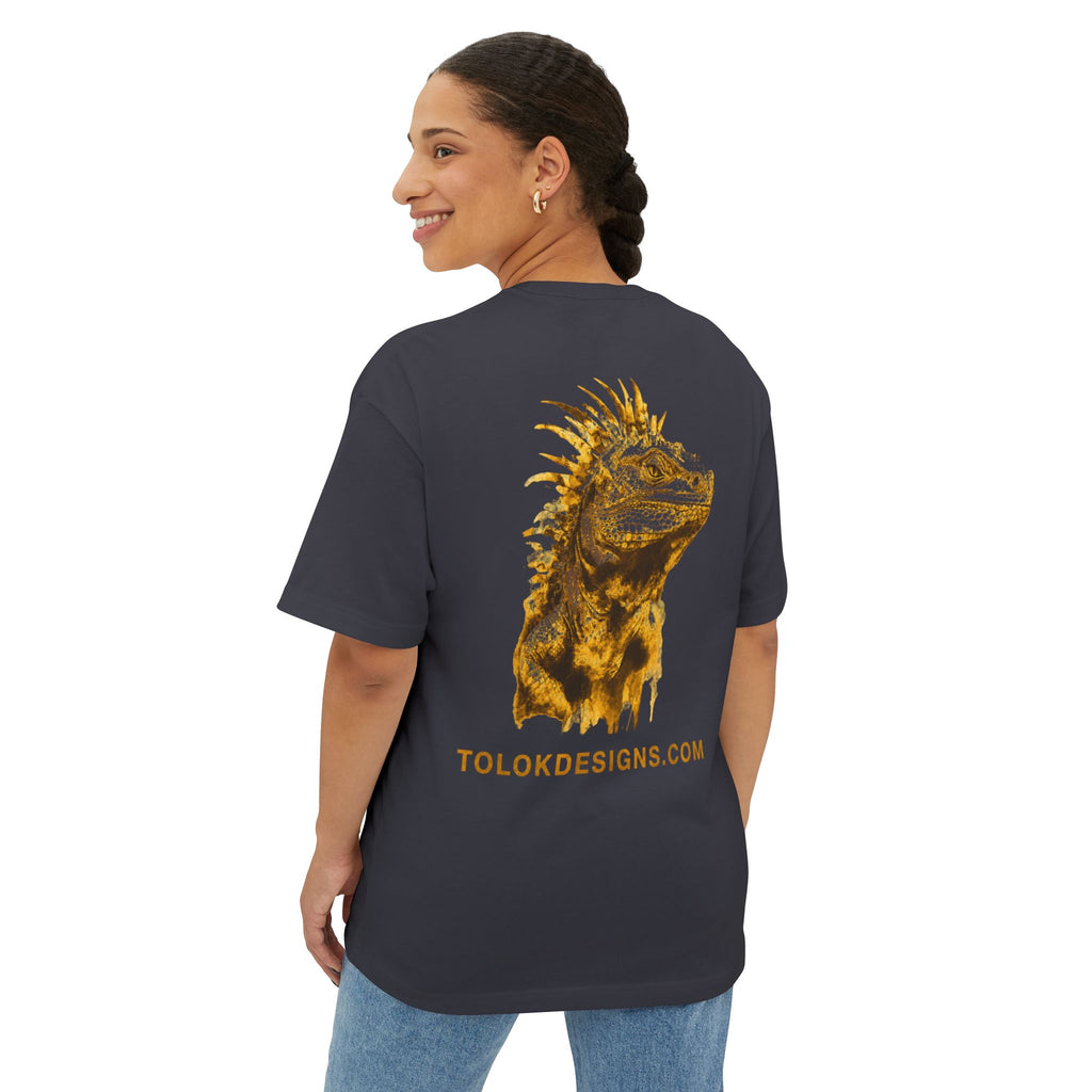 Iguana Graphic Tee — Tropical Reptile Print Oversized Boxy T‑Shirt