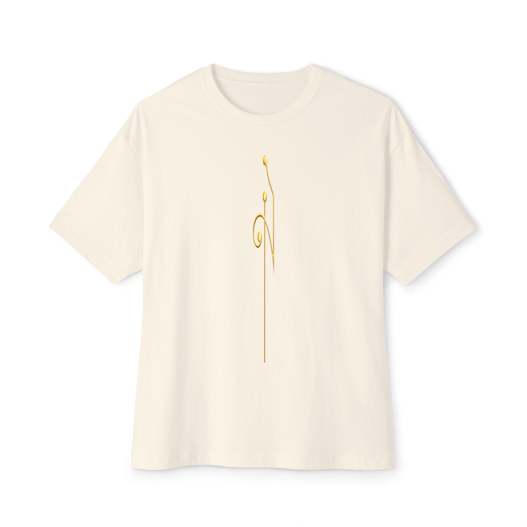 Boxy Tee — Minimal Gold Floral Front & 'Elite Crew' Back Graphic