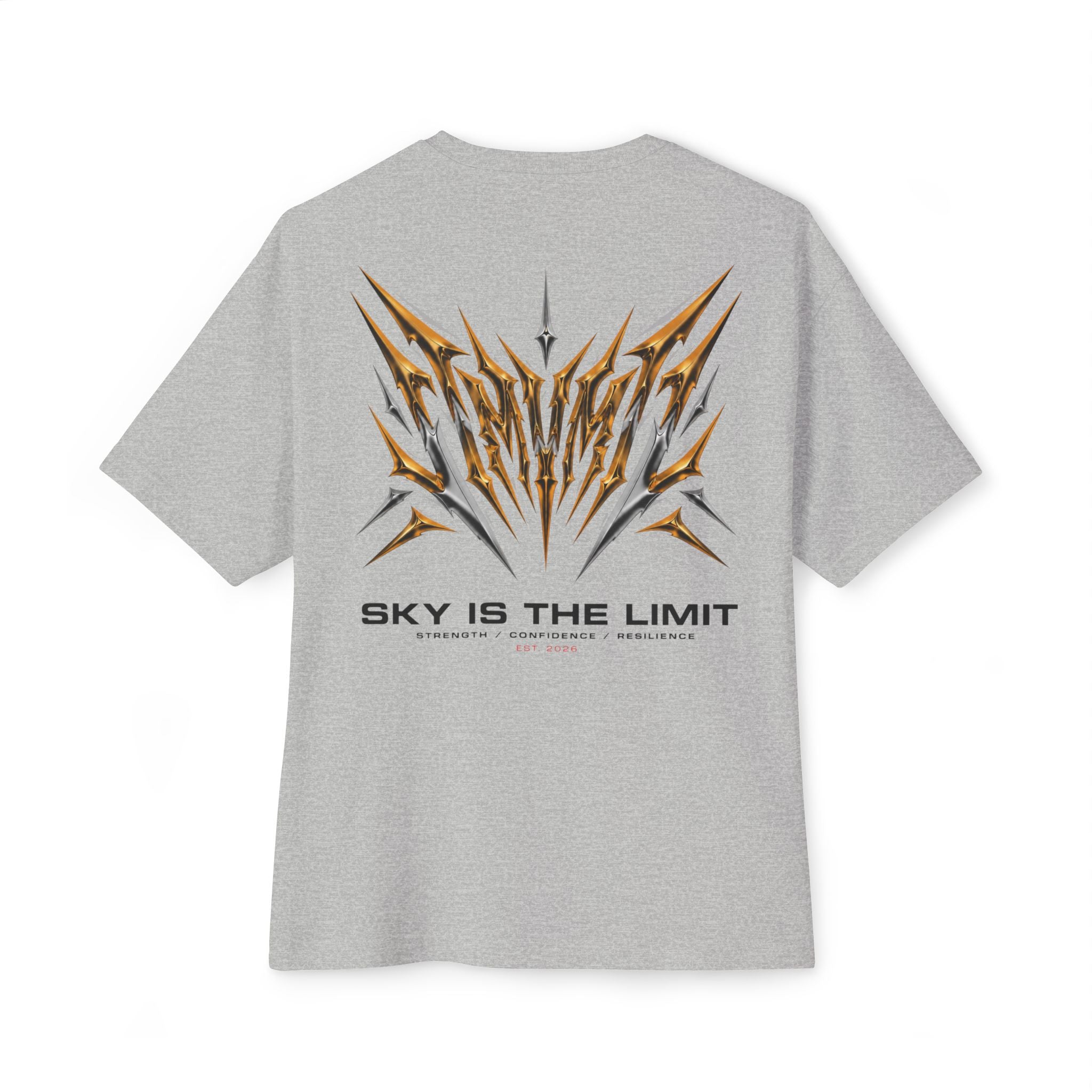 Sky Is The Limit Graphic Tee — Futuristic Tribal Backprint Cotton T-Shirt