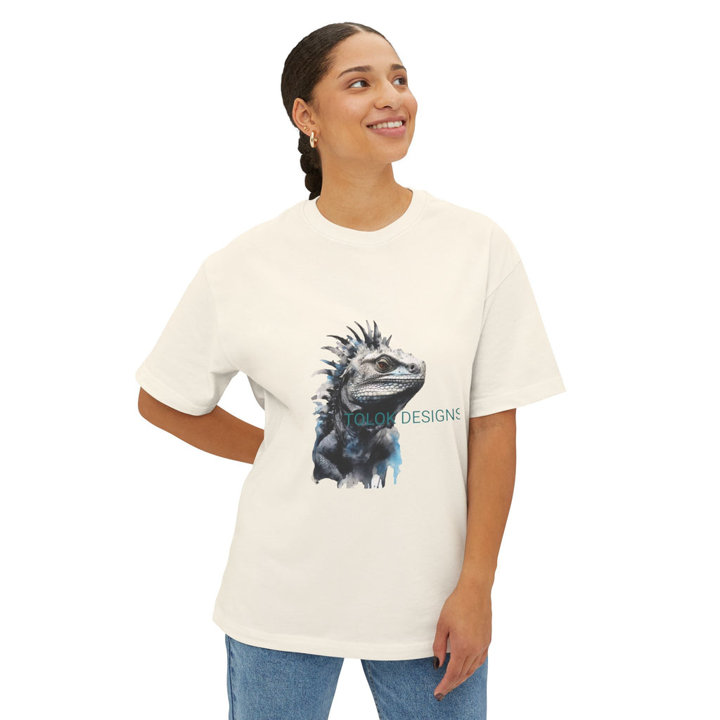 Iguana Portrait Tee — Botanical Watercolor Reptile T-Shirt
