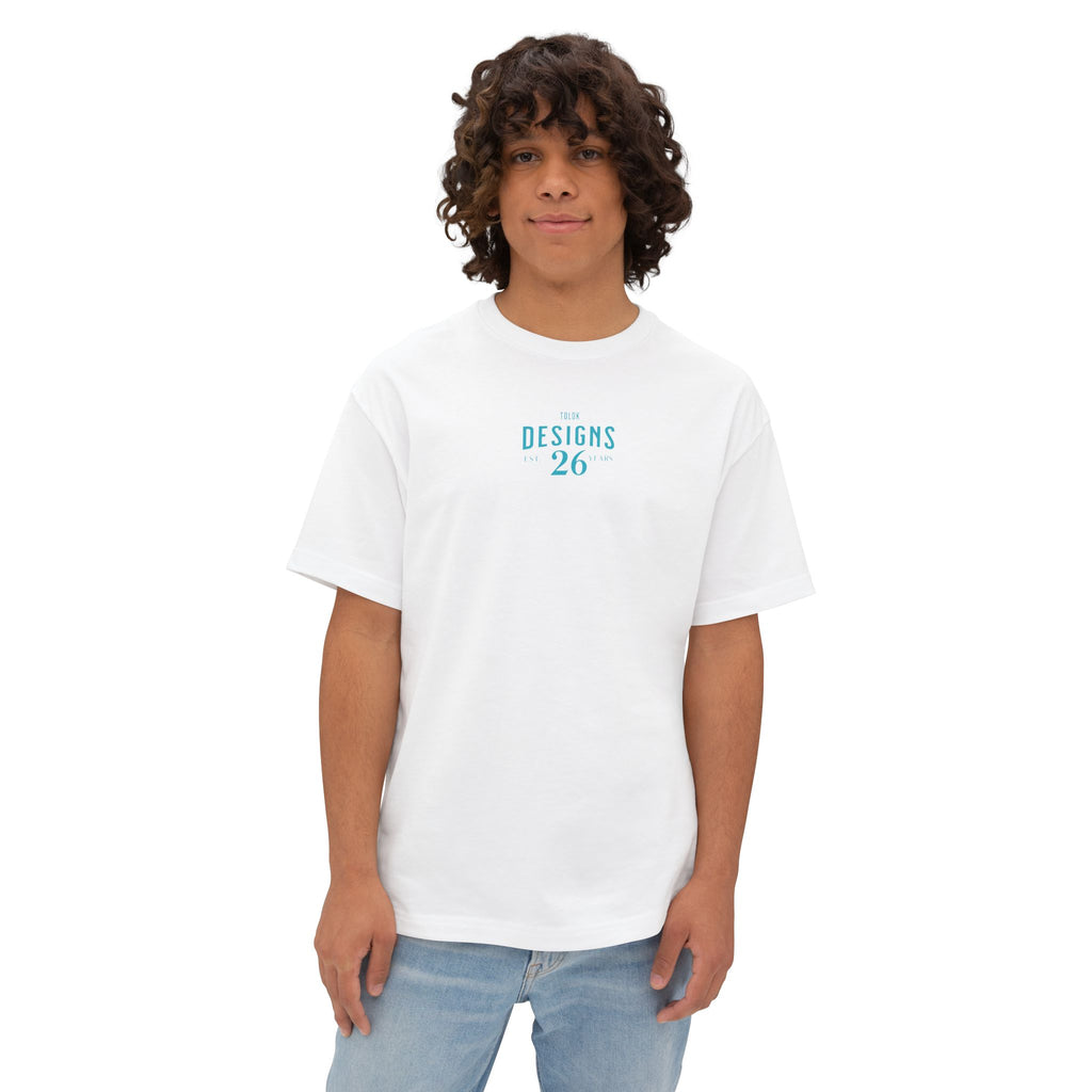 Designs 26 Graphic Tee — Minimal Retro Logo Oversized Boxy T‑Shirt