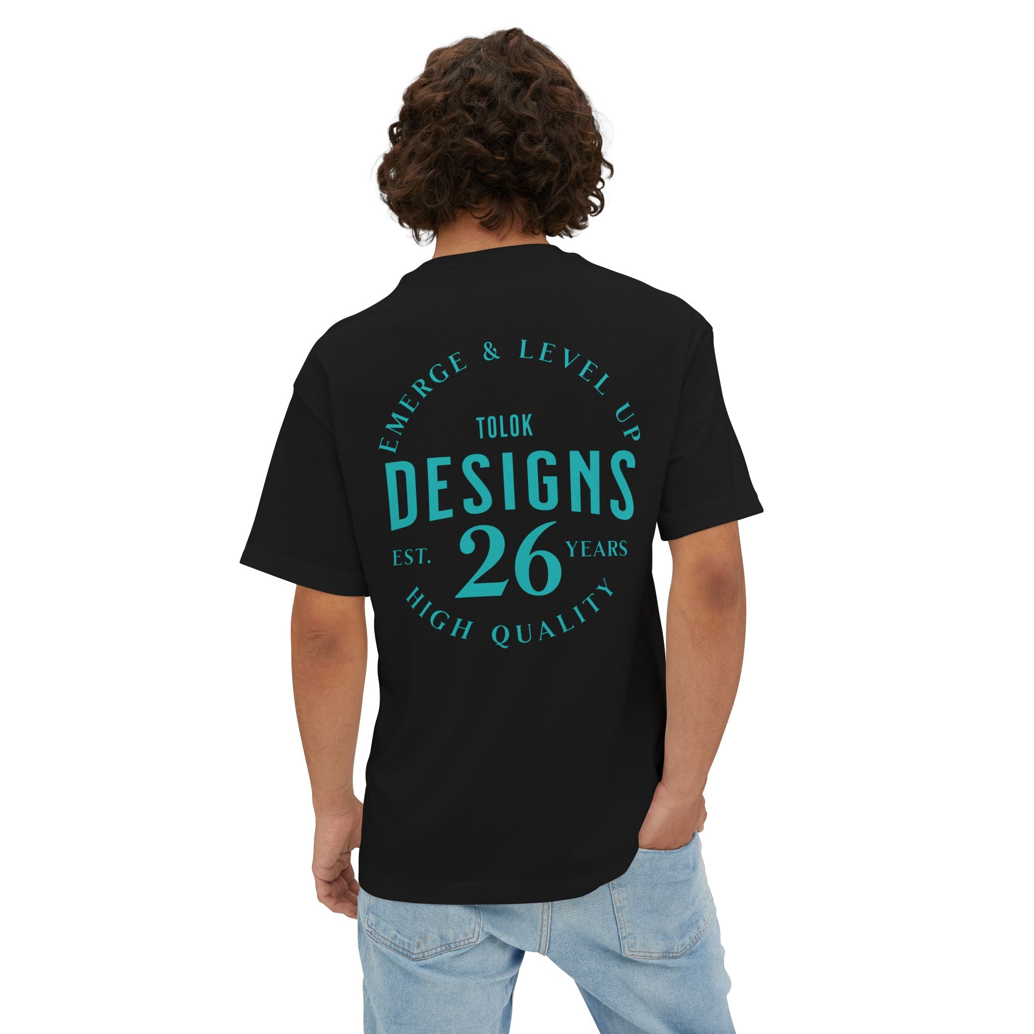 Designs 26 Graphic Tee — Minimal Retro Logo Oversized Boxy T‑Shirt