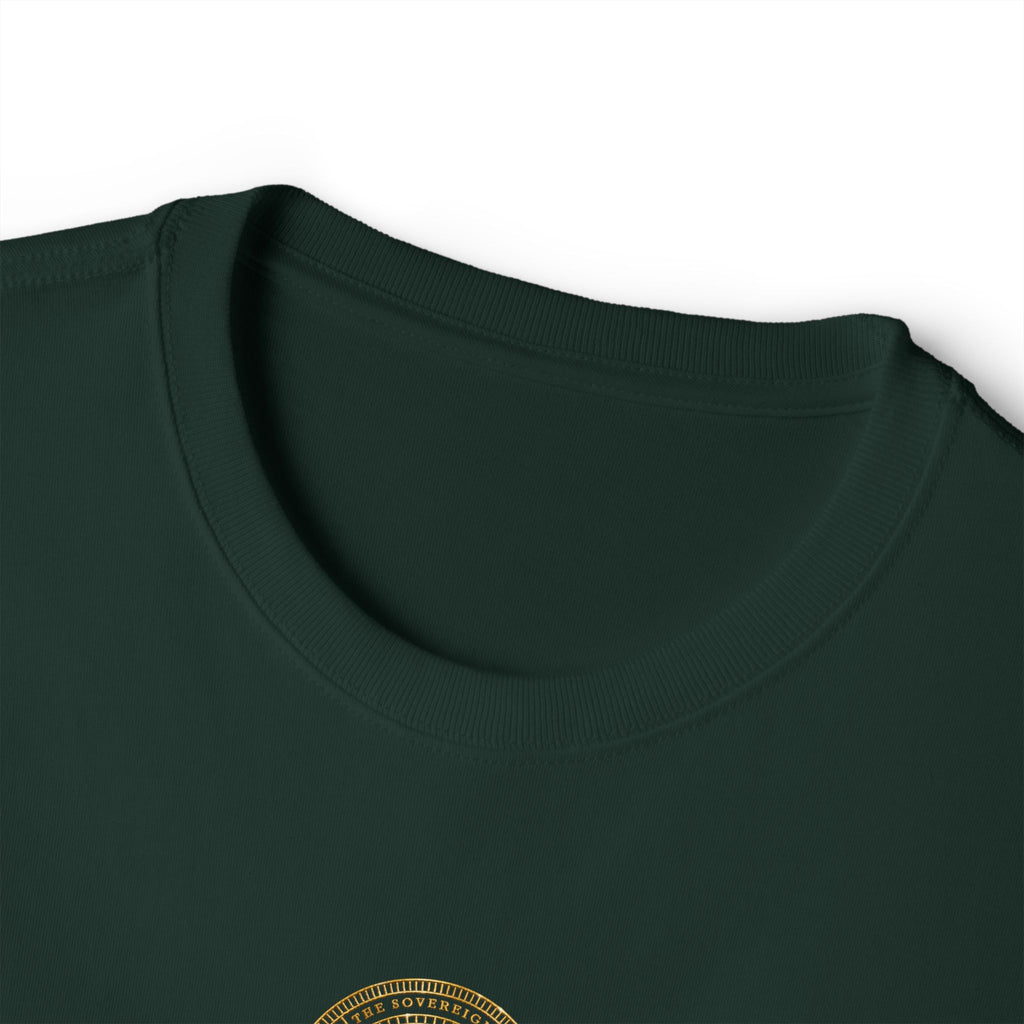 Minimalist 'Lucky Coin' Oversized Tee — Small Gold Coin Graphic Chest Print