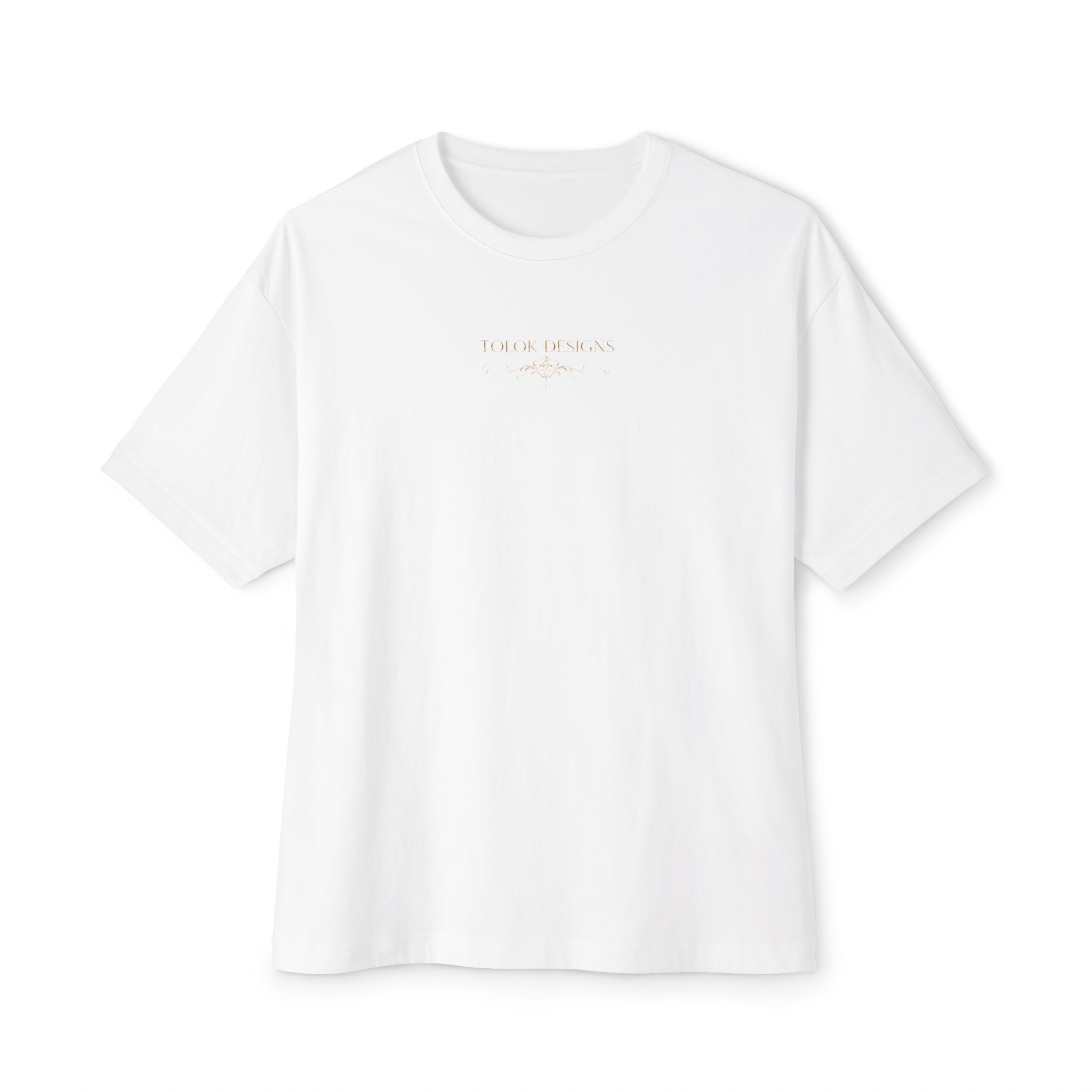 Boxy Tee — Elegant Monogram 'TD' Logo Oversized White T‑Shirt