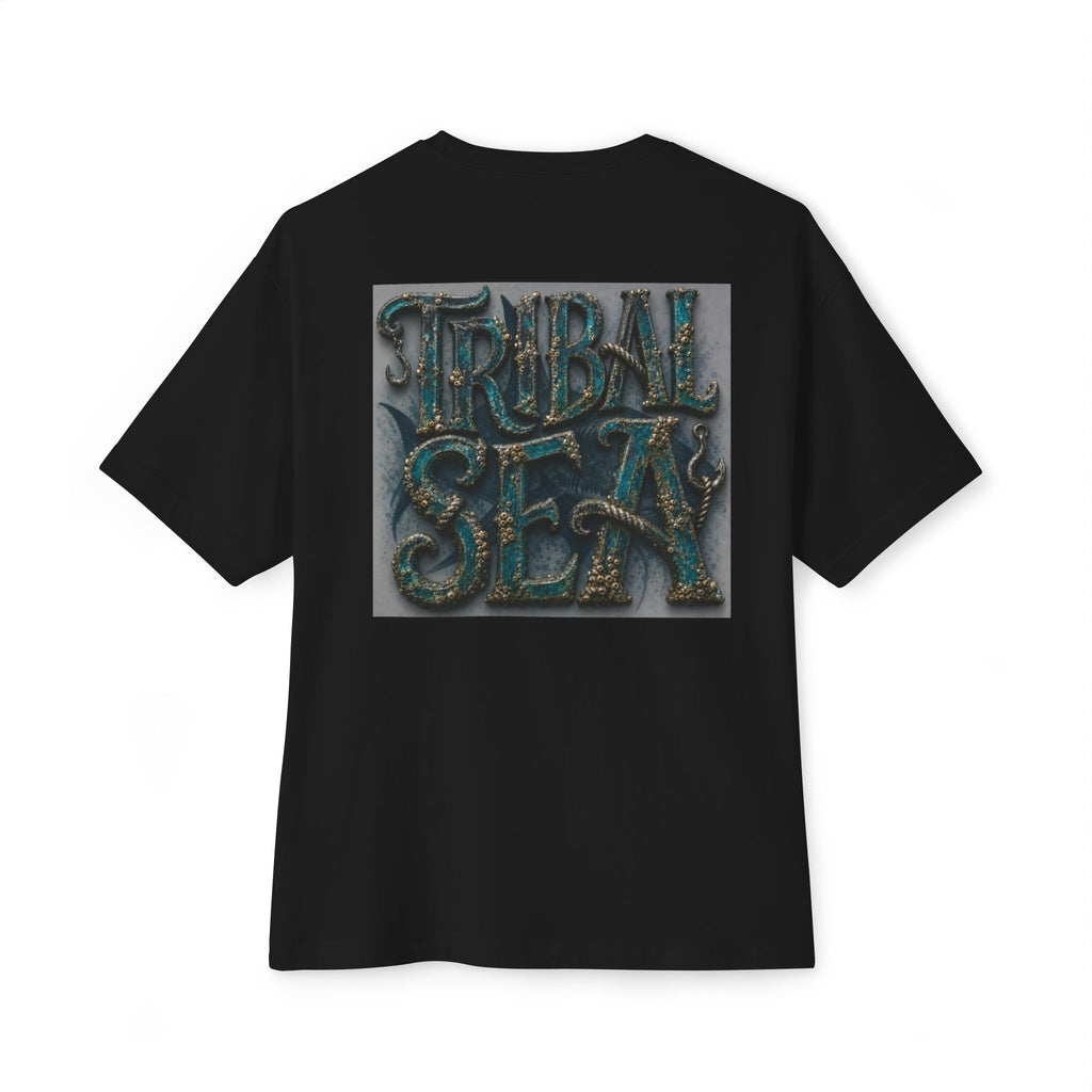 Tribal Sea Boxy Tee — Oversized Graphic T-Shirt with 'Tribal Sea' Back Print