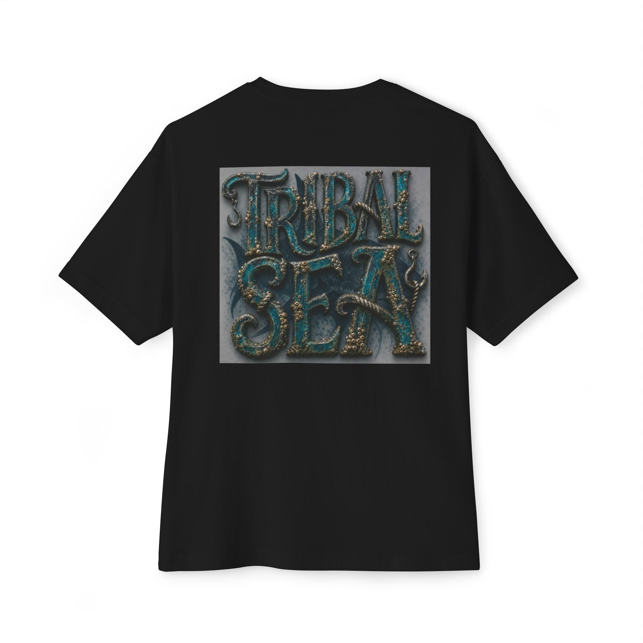 Tribal Sea Boxy Tee — Oversized Graphic T-Shirt with 'Tribal Sea' Back Print