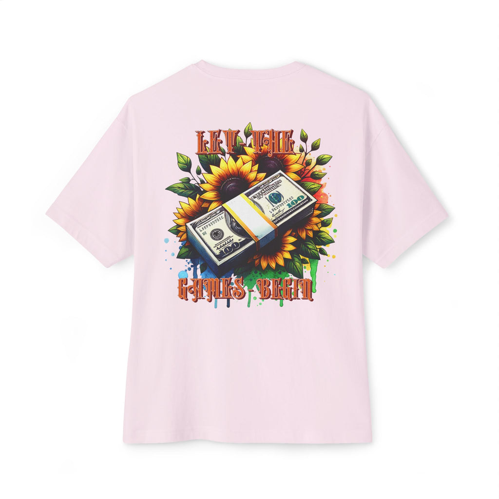 Money & Sunflowers Graphic Tee — "Let the Money Bloom" Oversized Boxy T‑Shirt