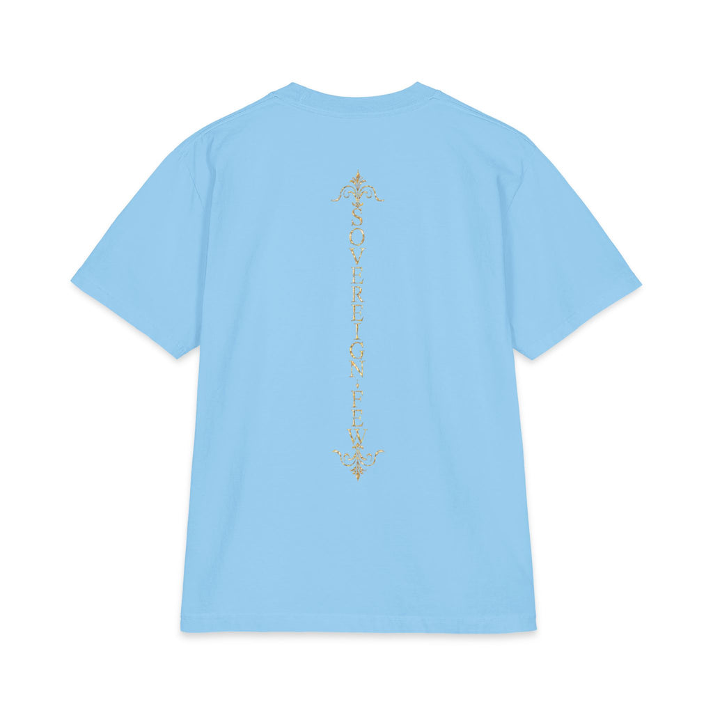 Sovereign Blessings T‑Shirt — Ornate Gold Script Short Sleeve