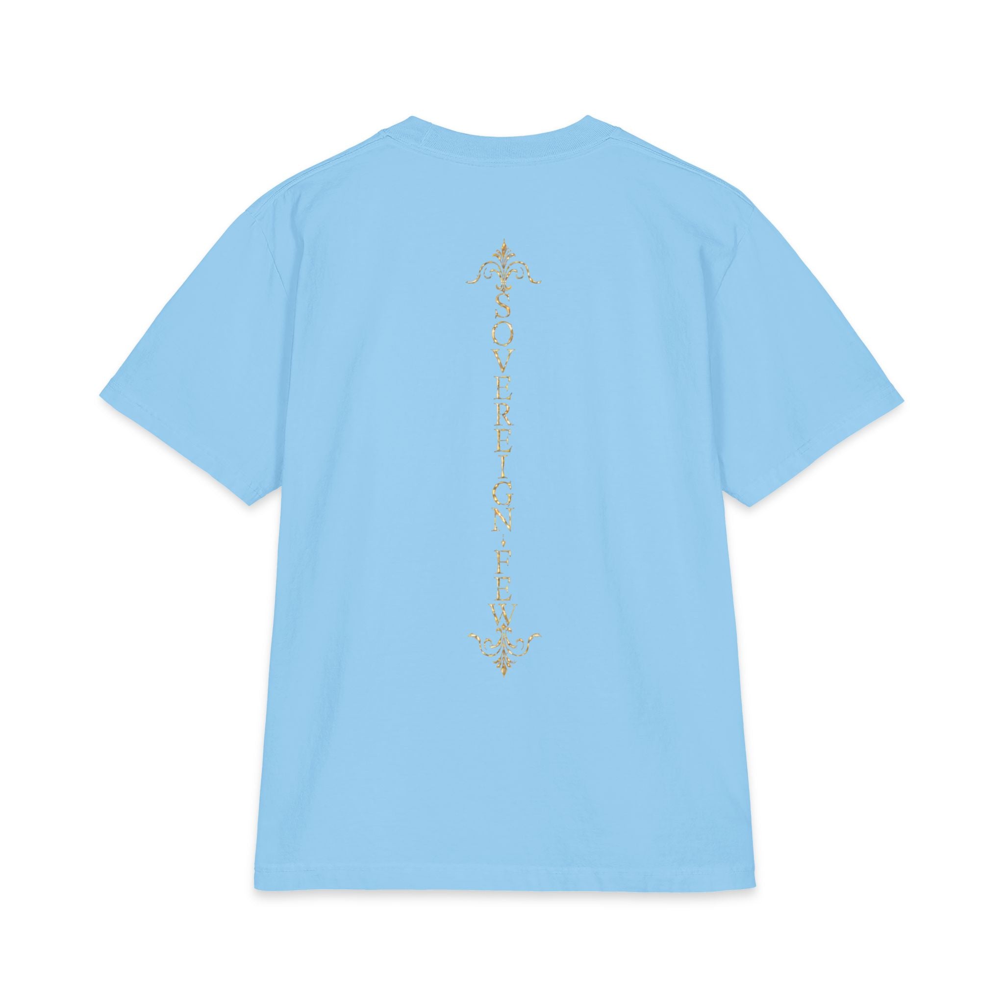 Sovereign Blessings T‑Shirt — Ornate Gold Script Short Sleeve