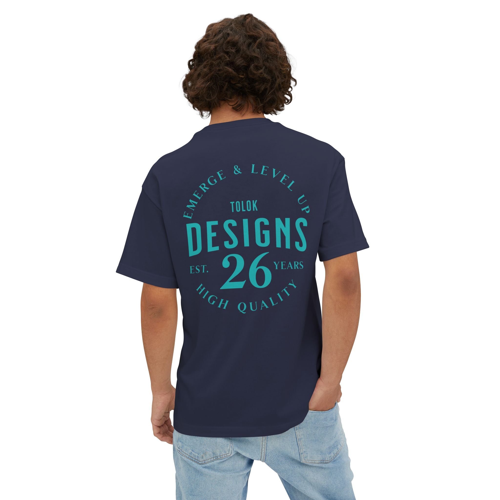 Designs 26 Graphic Tee — Minimal Retro Logo Oversized Boxy T‑Shirt