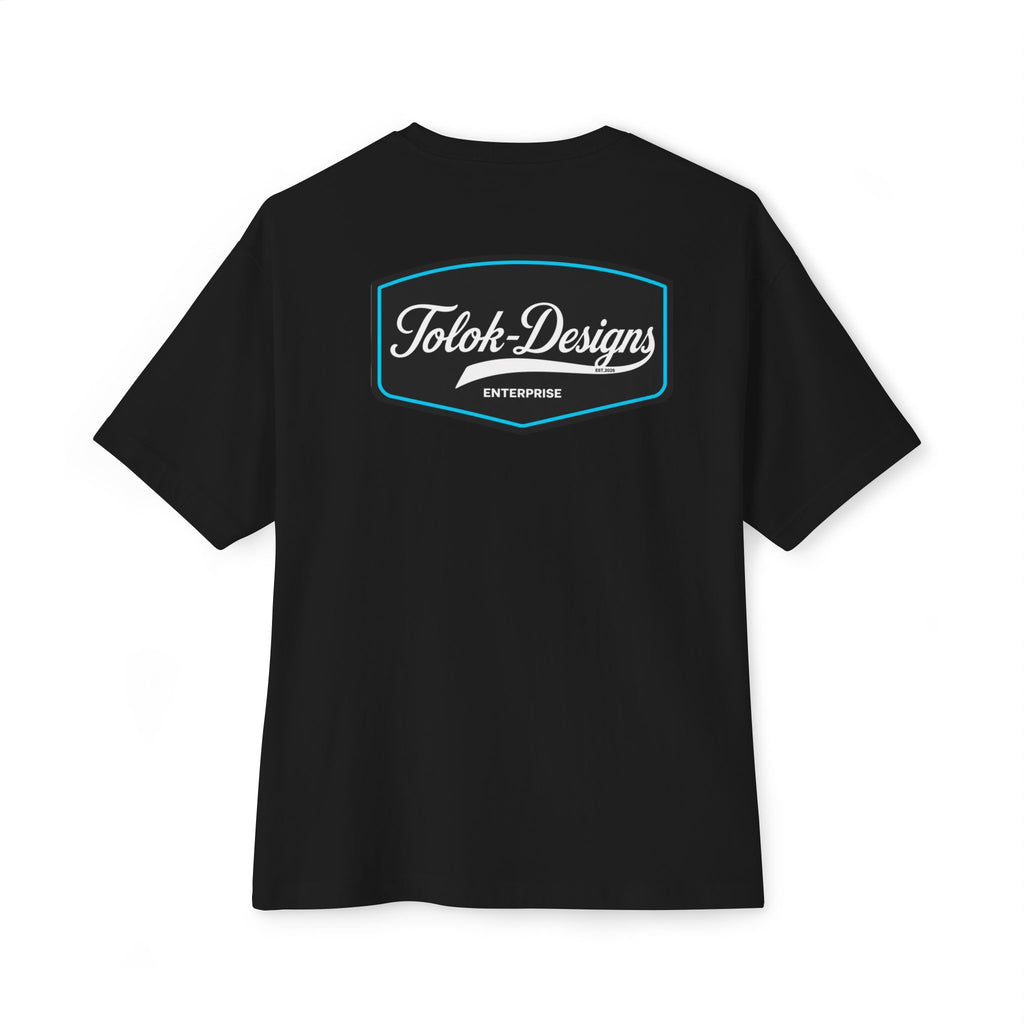 Boxy Tee — Minimal Script Chest Logo Black T‑Shirt