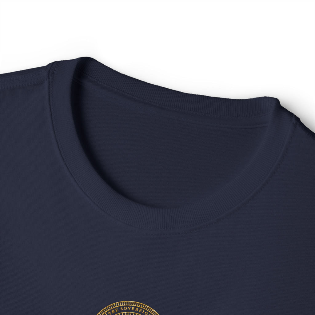 Minimalist 'Lucky Coin' Oversized Tee — Small Gold Coin Graphic Chest Print