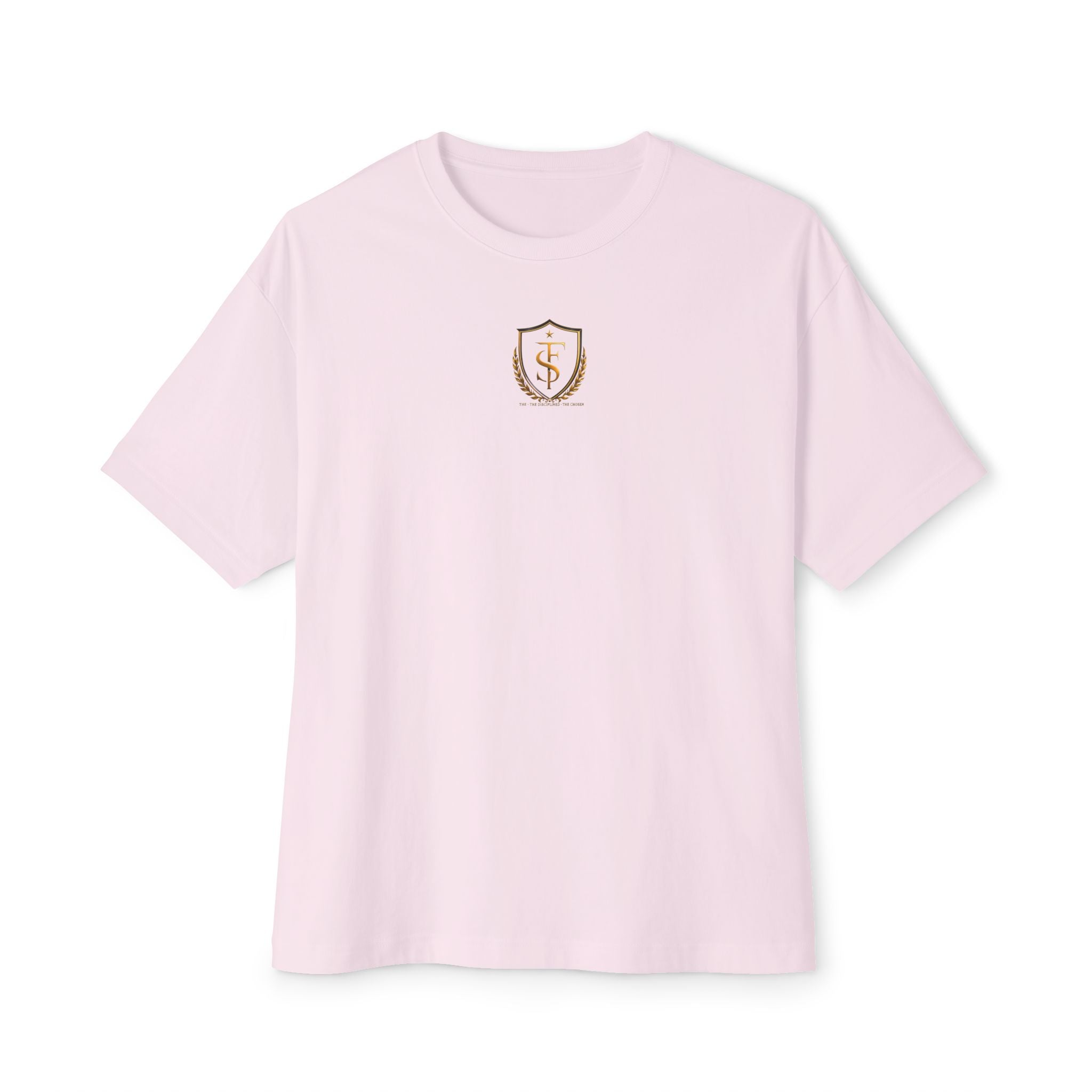 Bold Few Crest Tee — Minimalist White Oversized Shirt with Crown Logo