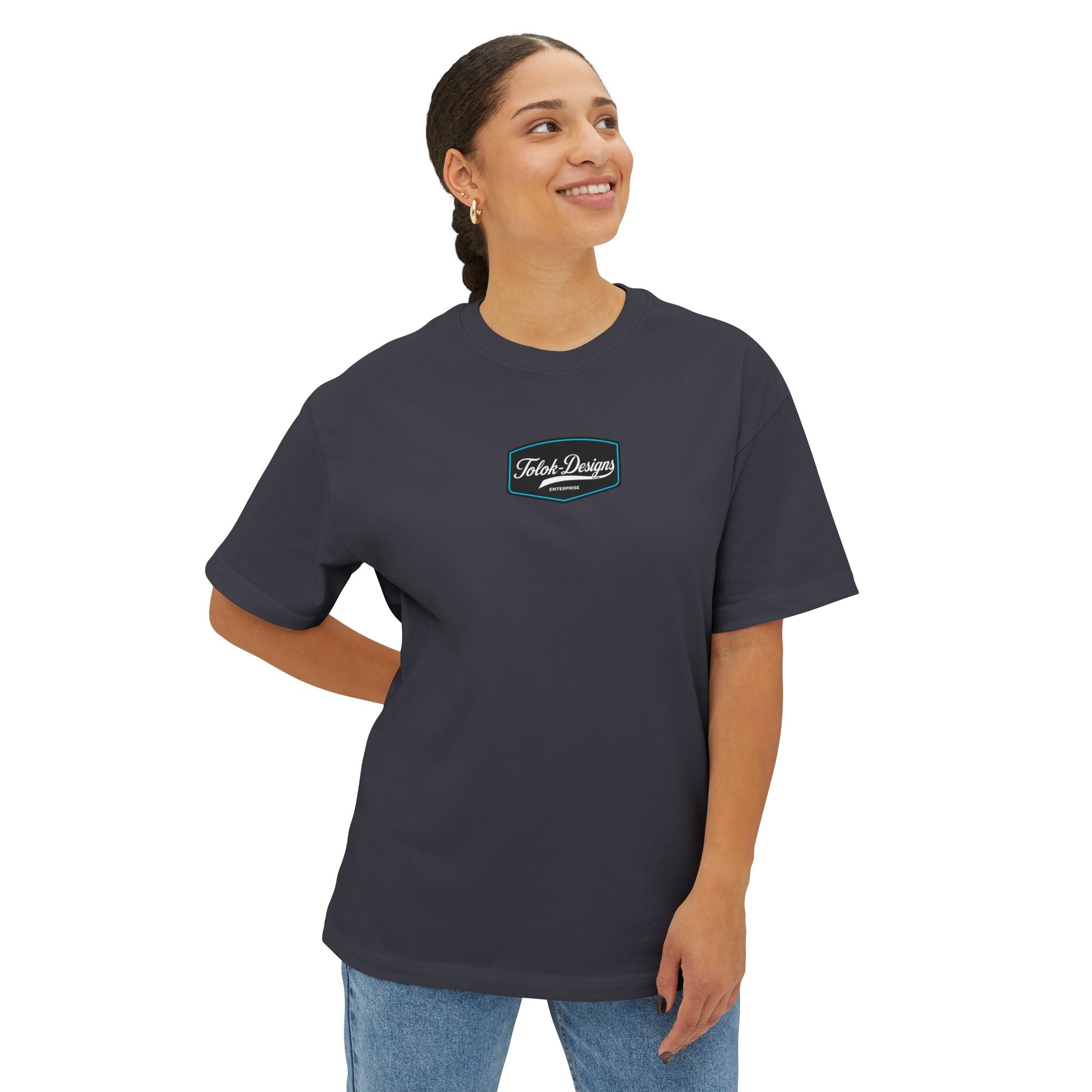 Vintage Patch Tee — "Fresh Design" Chest Logo Boxy T‑Shirt
