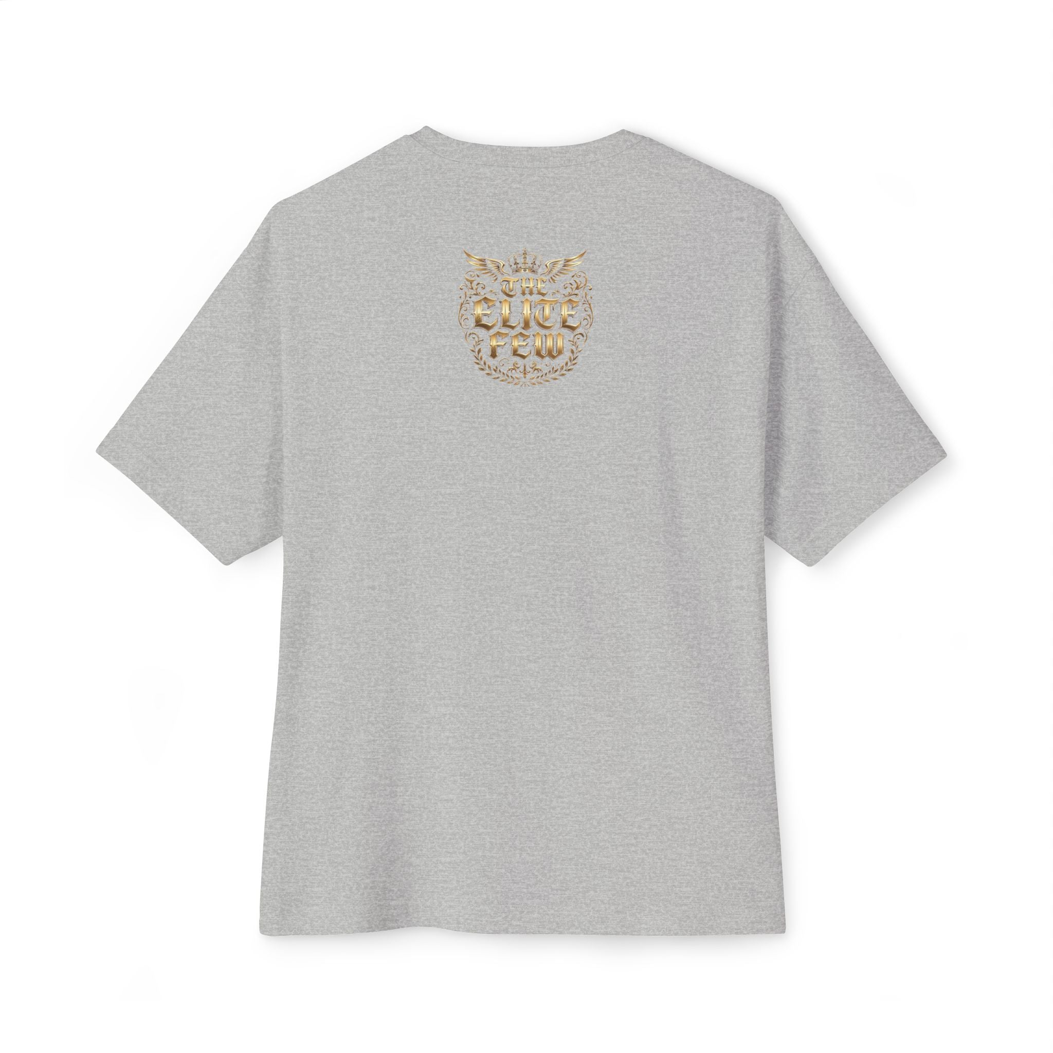 Boxy Tee — Minimal Gold Floral Front & 'Elite Crew' Back Graphic