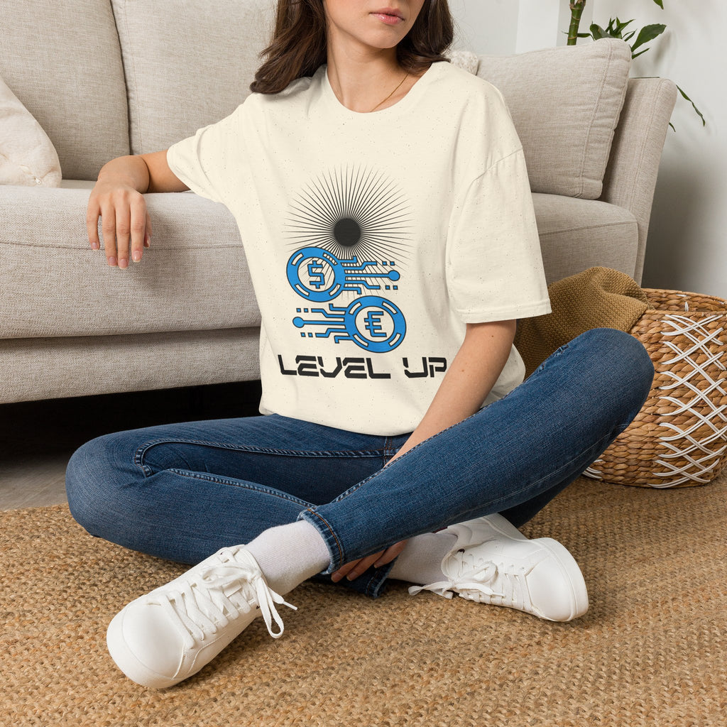 Level Up Gaming T-Shirt — Retro Arcade Coins & Pixel Circuit Design