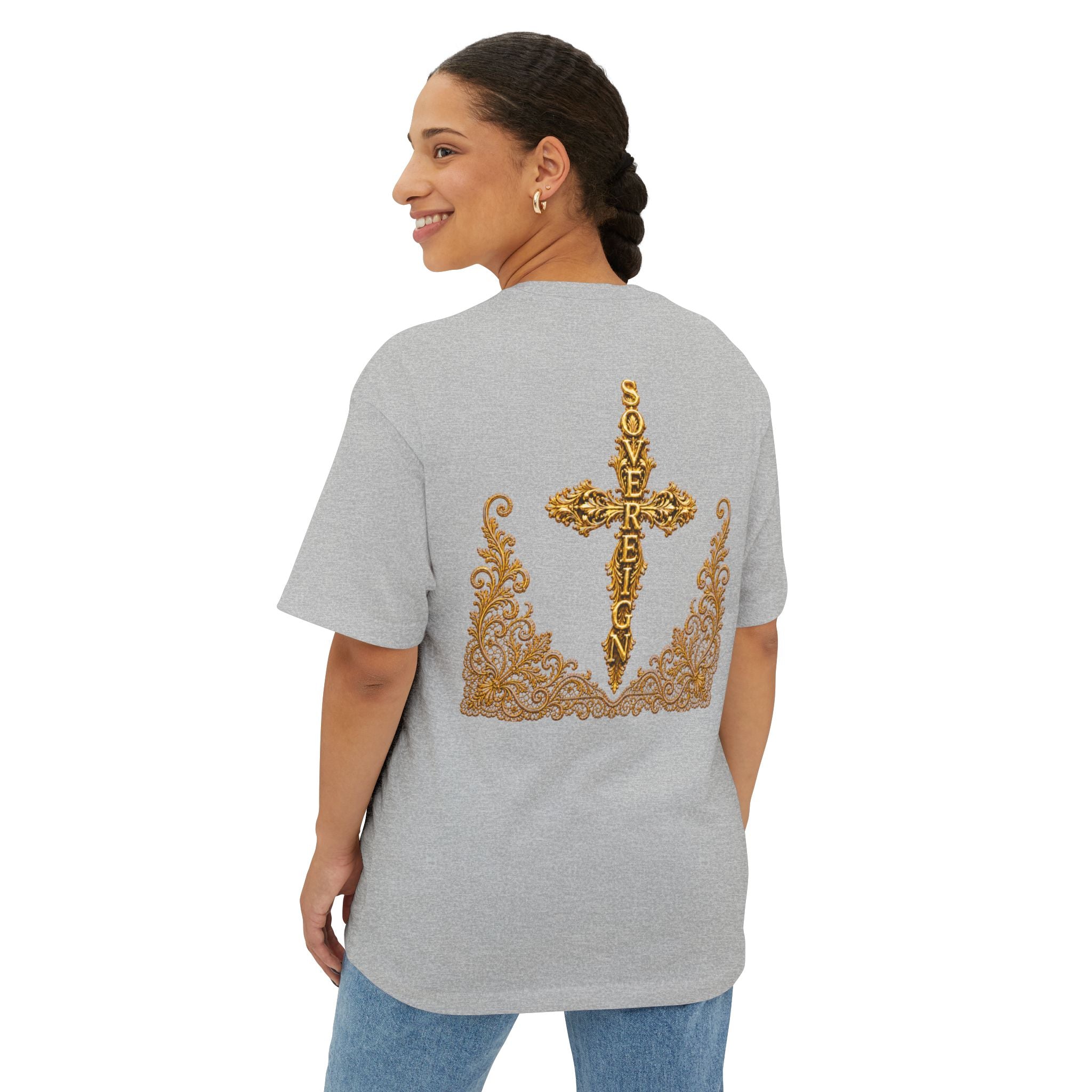 Sovereign Gold Cross T‑Shirt — Ornate Religious Graphic Tee