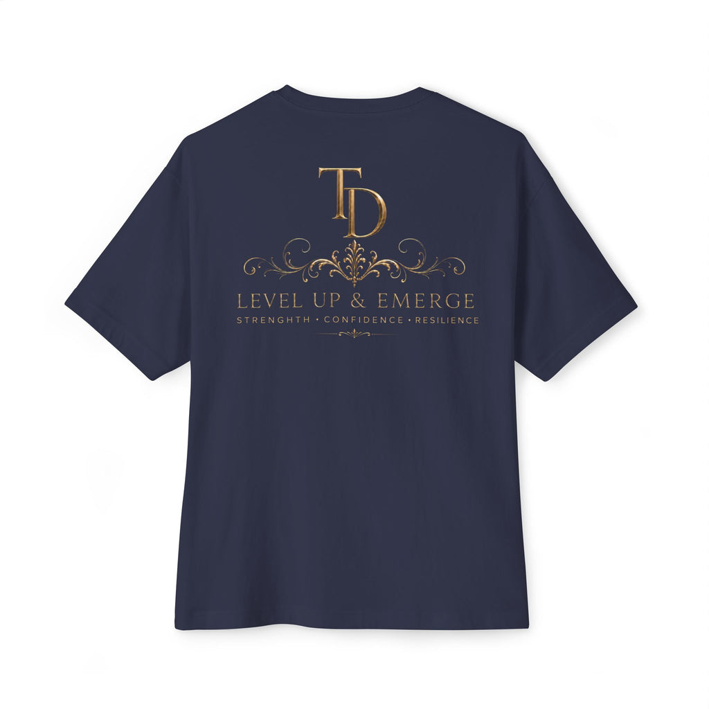 Boxy Tee — Elegant Monogram 'TD' Logo Oversized White T‑Shirt