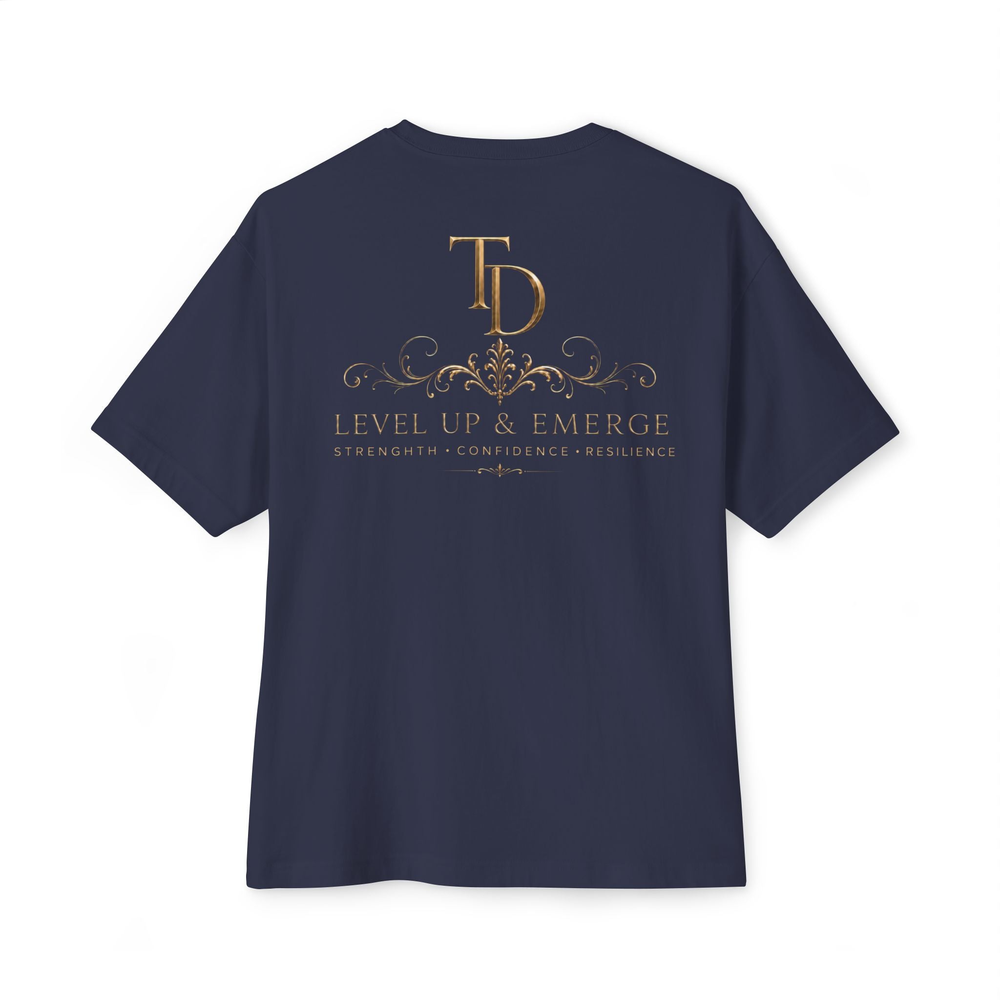 Boxy Tee — Elegant Monogram 'TD' Logo Oversized White T‑Shirt