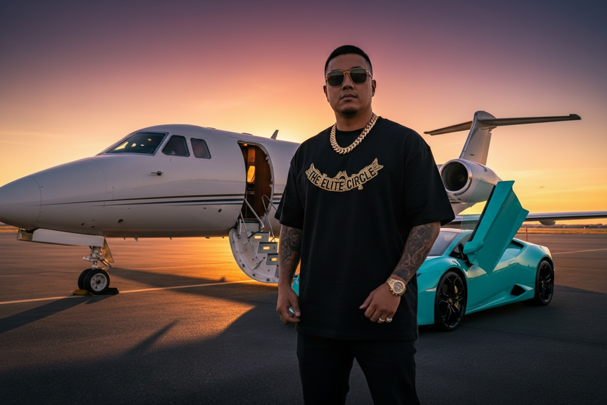 Asian - Black Tee - Close Up Lambo + Jet