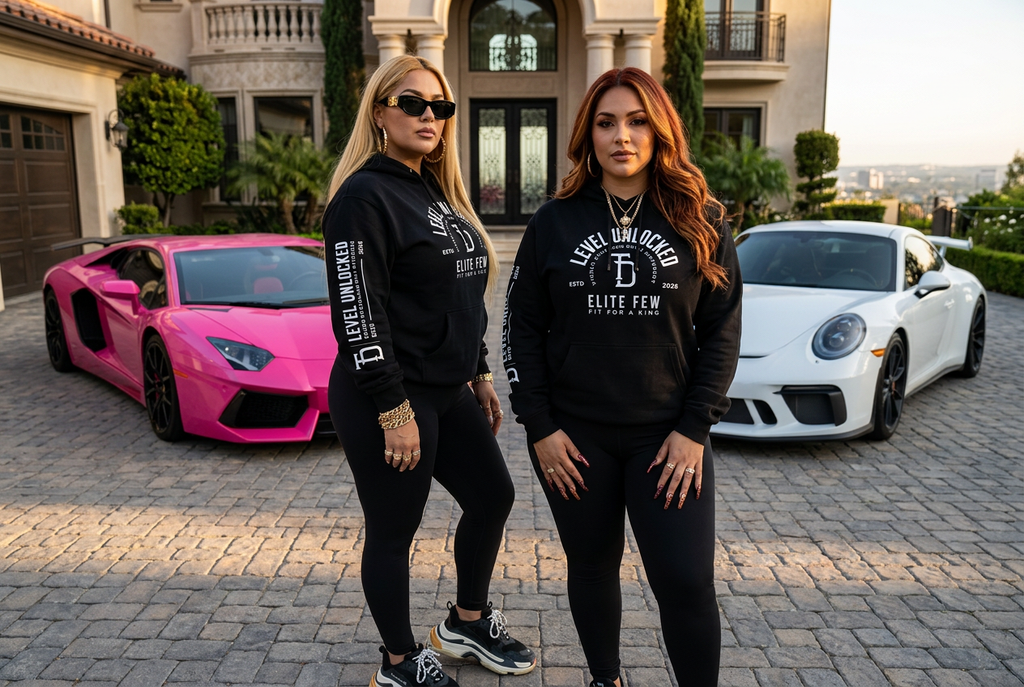 Black hoodie luxury mansion campaign