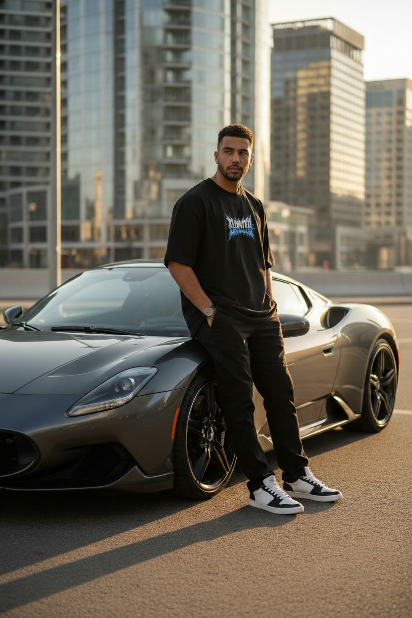 Black Tee Standing Front x Maserati