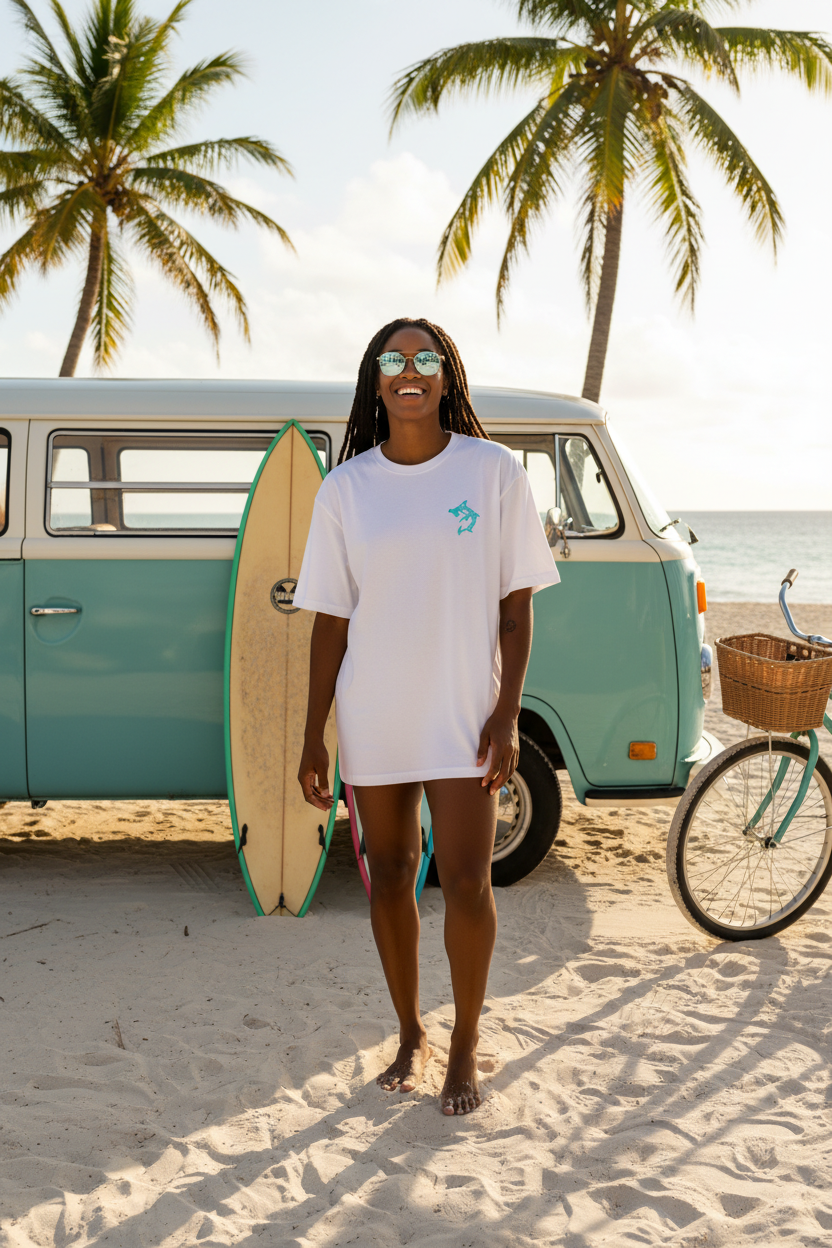 Female White Tee VW Bus