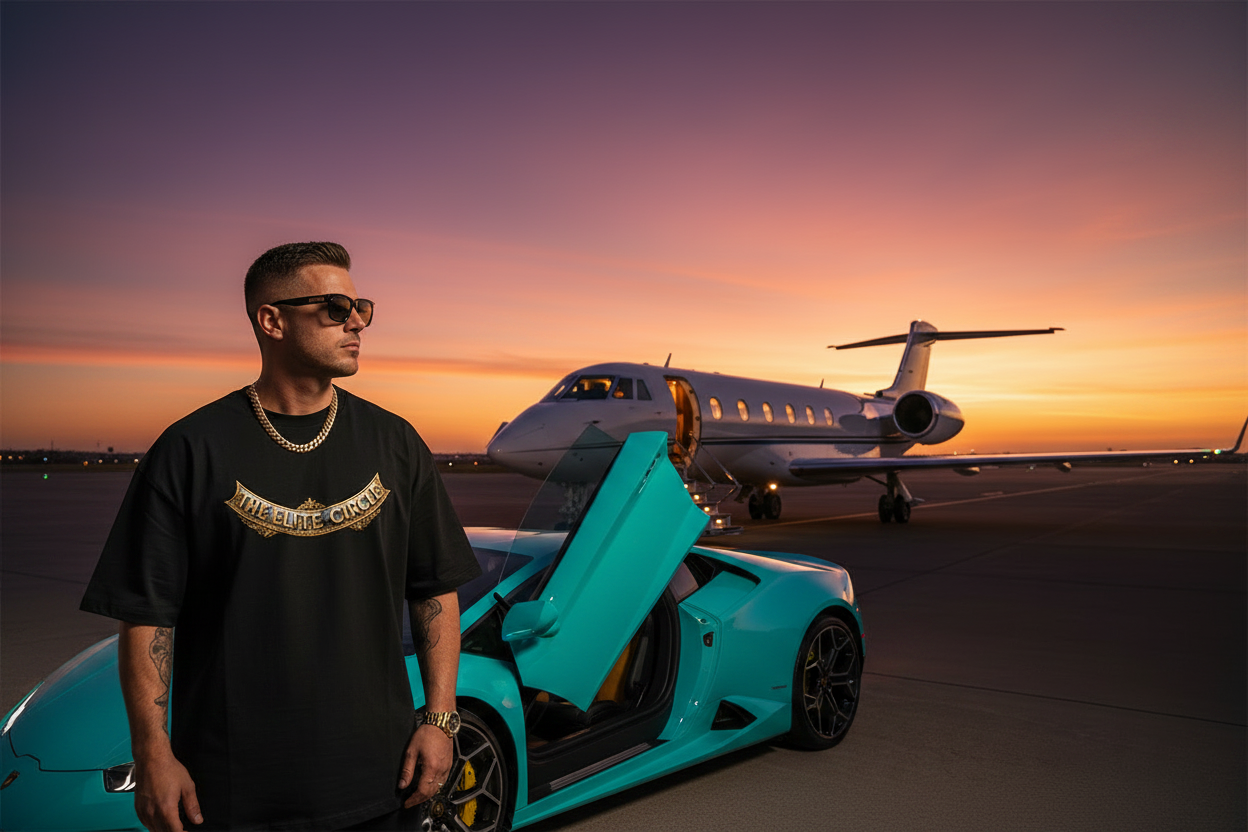 Hispanic - Black Tee - Gulfstream Sunset