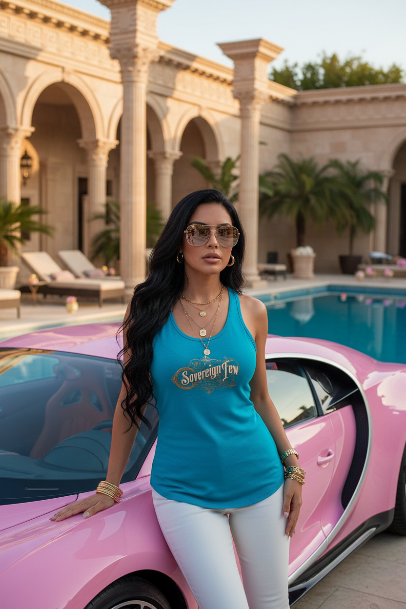 Hispanic - Turquoise Tank - Pink Bugatti