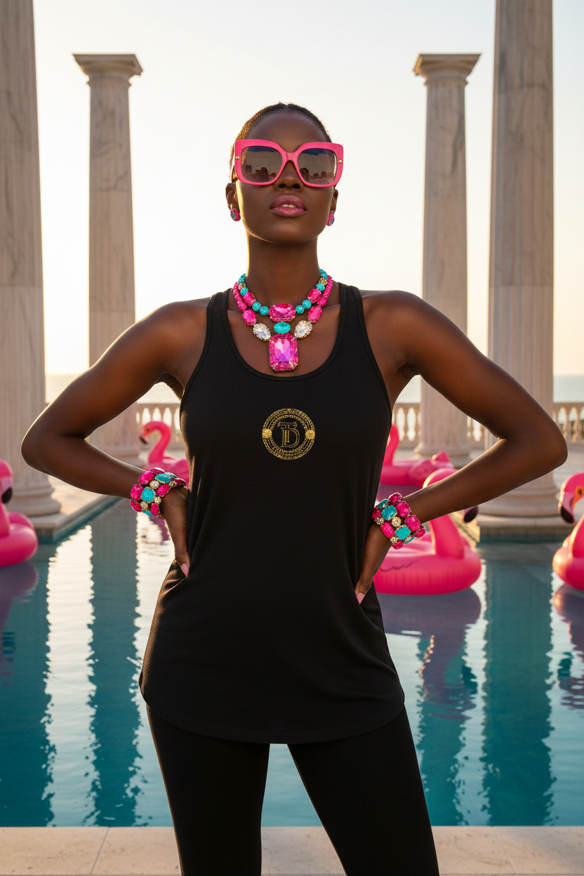 Hot Pink Turquoise Poolside Front Logo