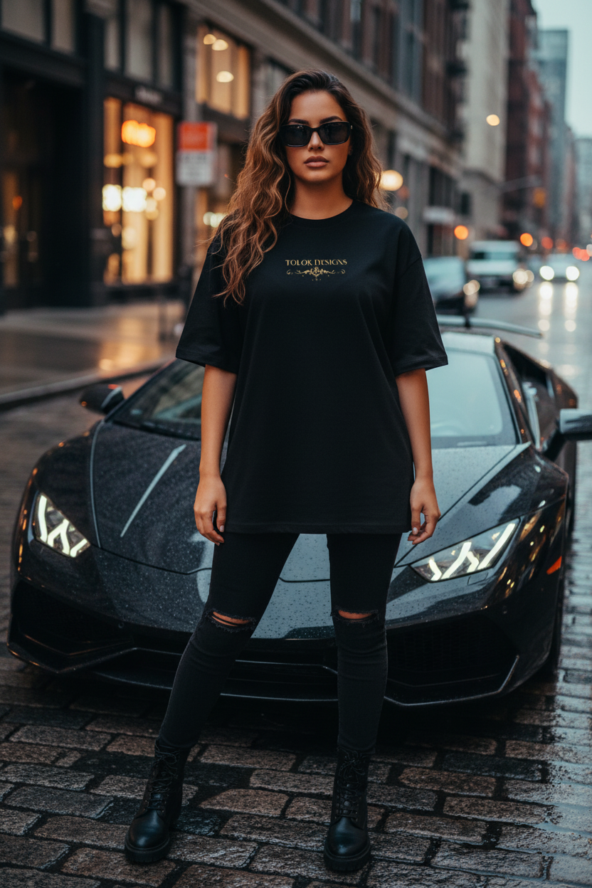 Hispanic Woman Black Standing