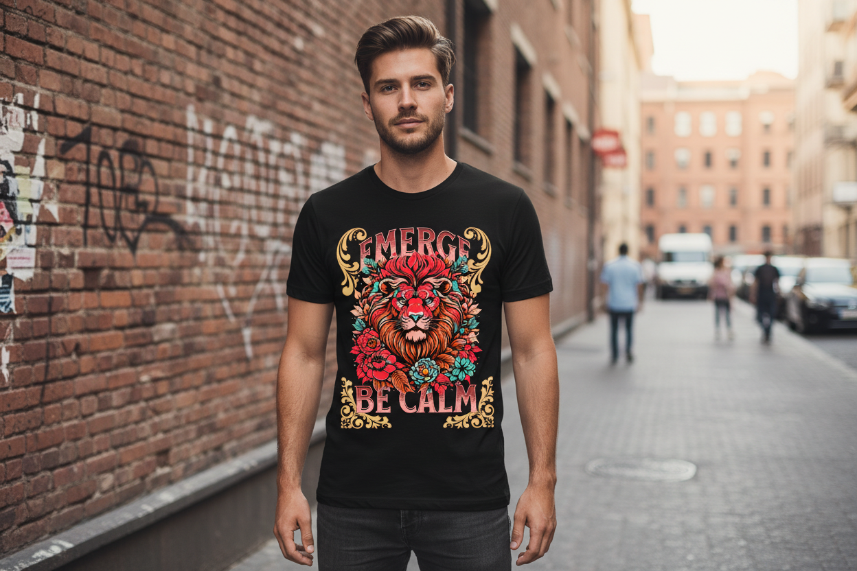 Male model street - EMERGE BE CALM II red teal