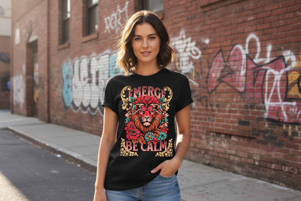 Female model street - EMERGE BE CALM II red teal