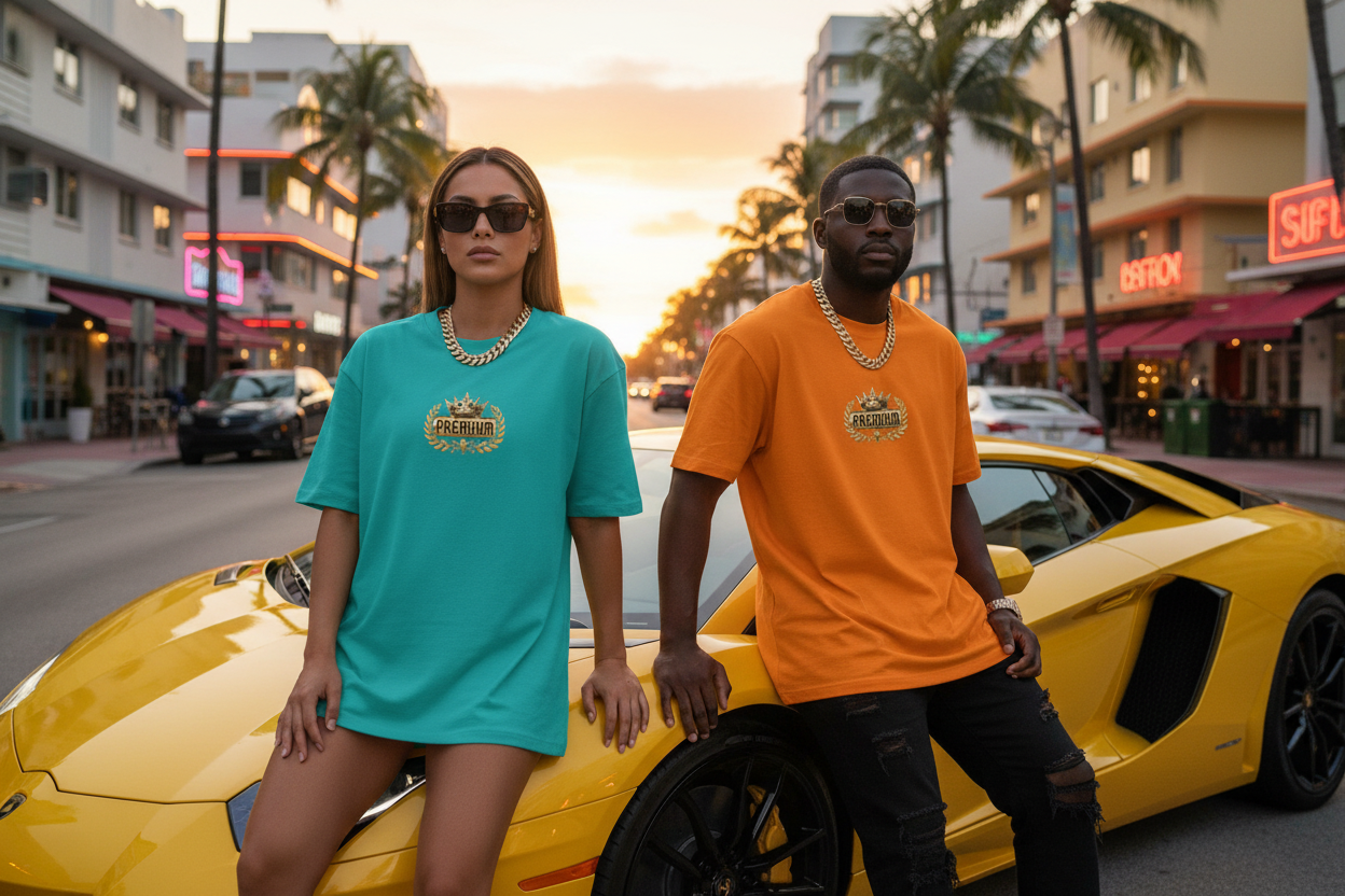 Slim Hispanic Girl Black Guy Miami Lambo