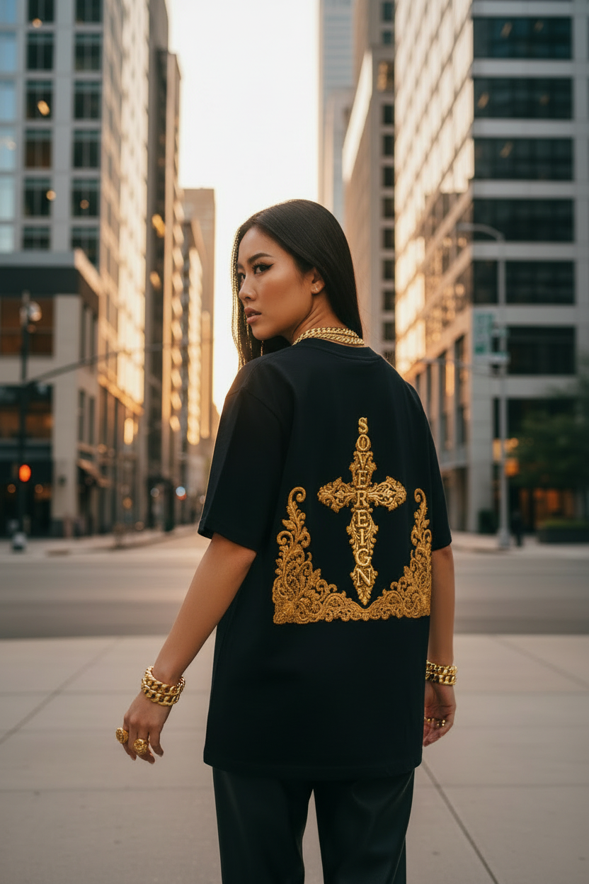 Sovereign Gold Cross — Asian Female Energy Back