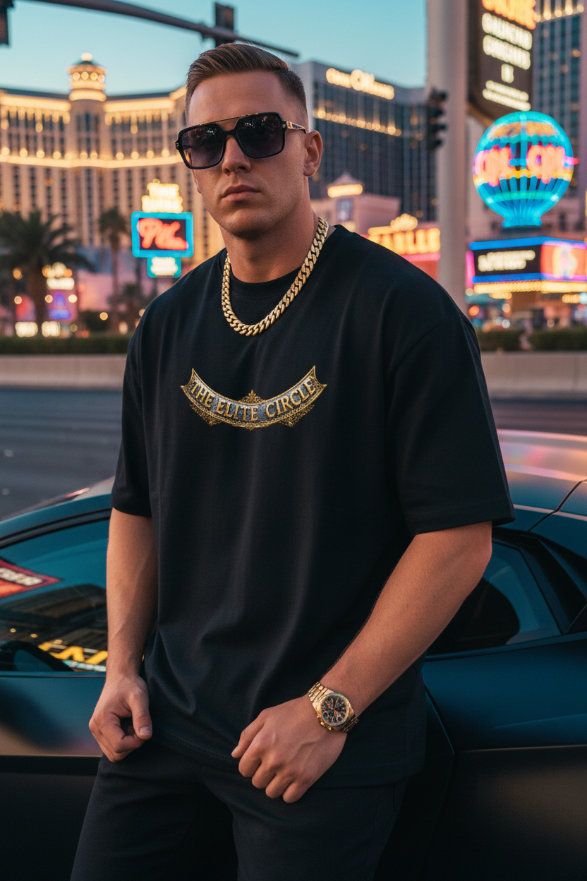 White Male - Black Tee Front